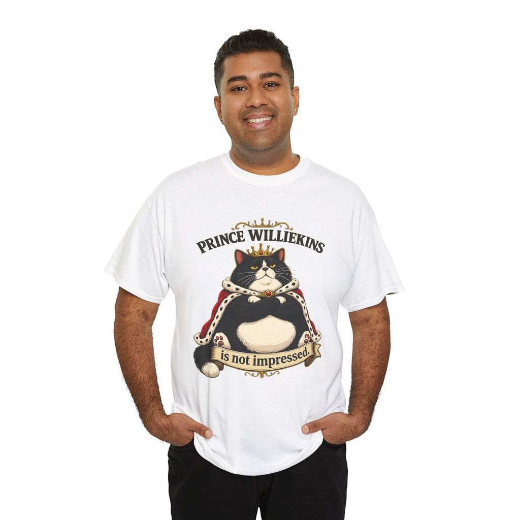 Cat T-Shirt — “Prince Williekins Is Not Impressed” Royal Cat Graphic Tee