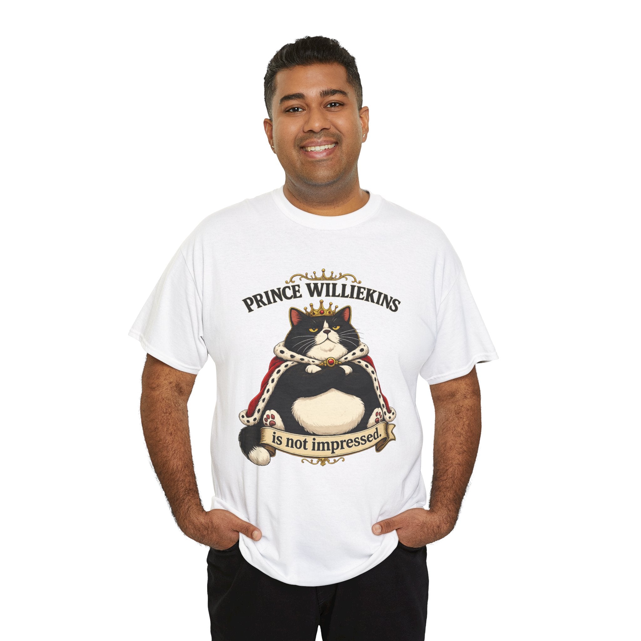 Cat T-Shirt — “Prince Williekins Is Not Impressed” Royal Cat Graphic Tee