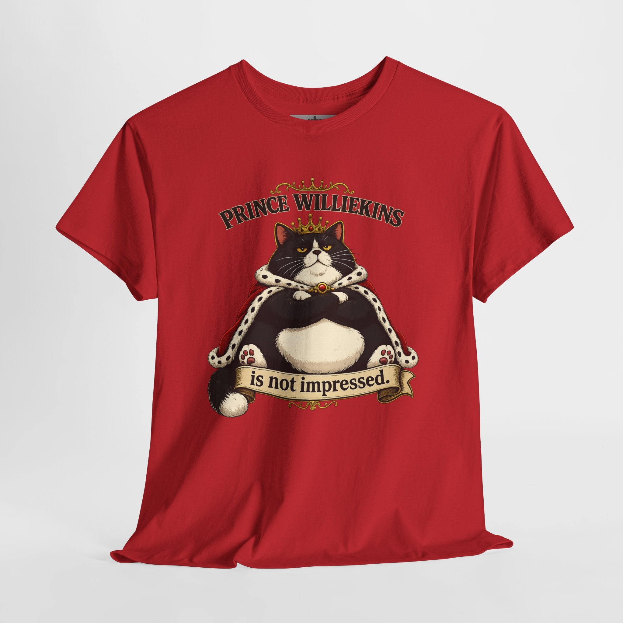 Cat T-Shirt — “Prince Williekins Is Not Impressed” Royal Cat Graphic Tee