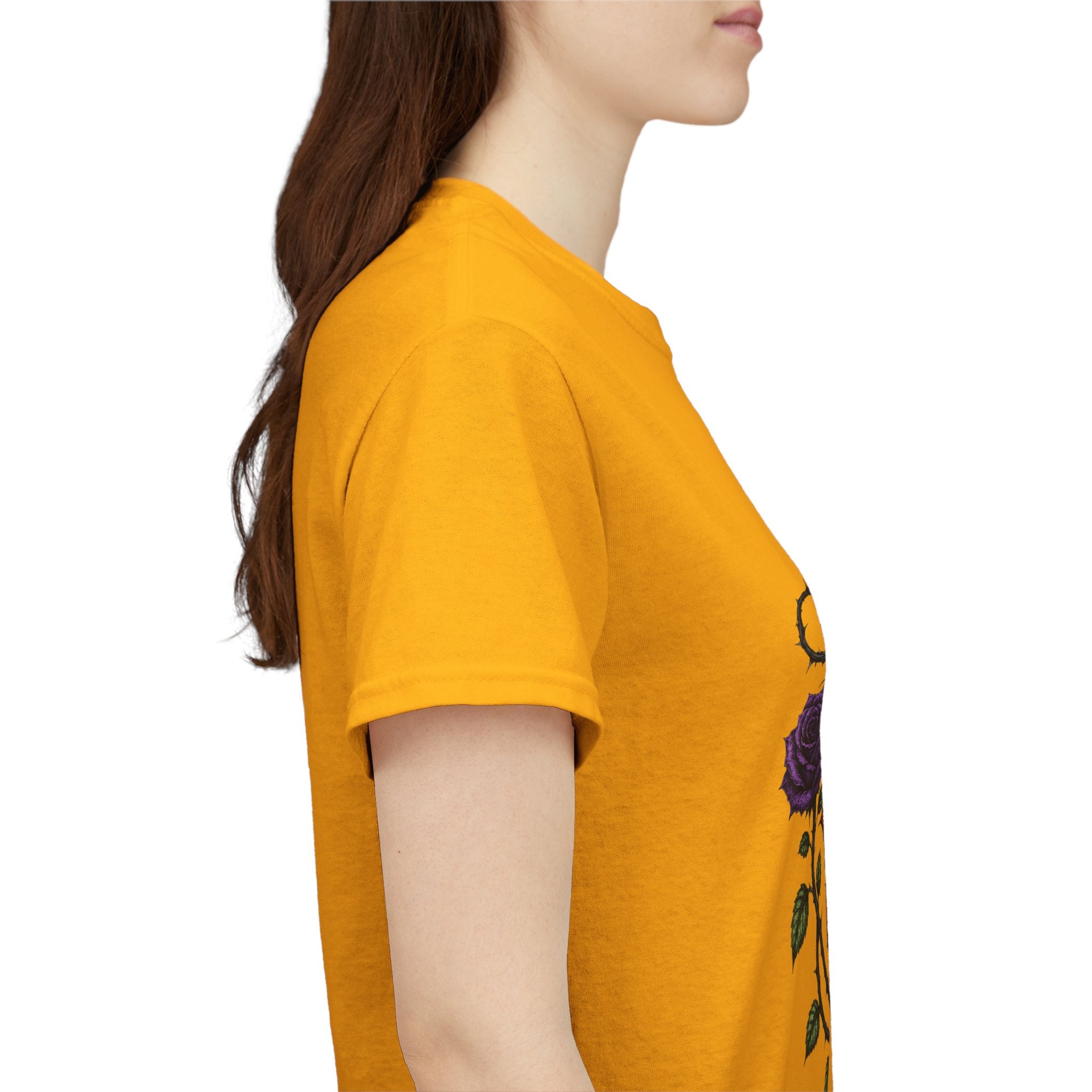 No Go Away T-Shirt | Gothic Purple Roses, Dark Floral Typography