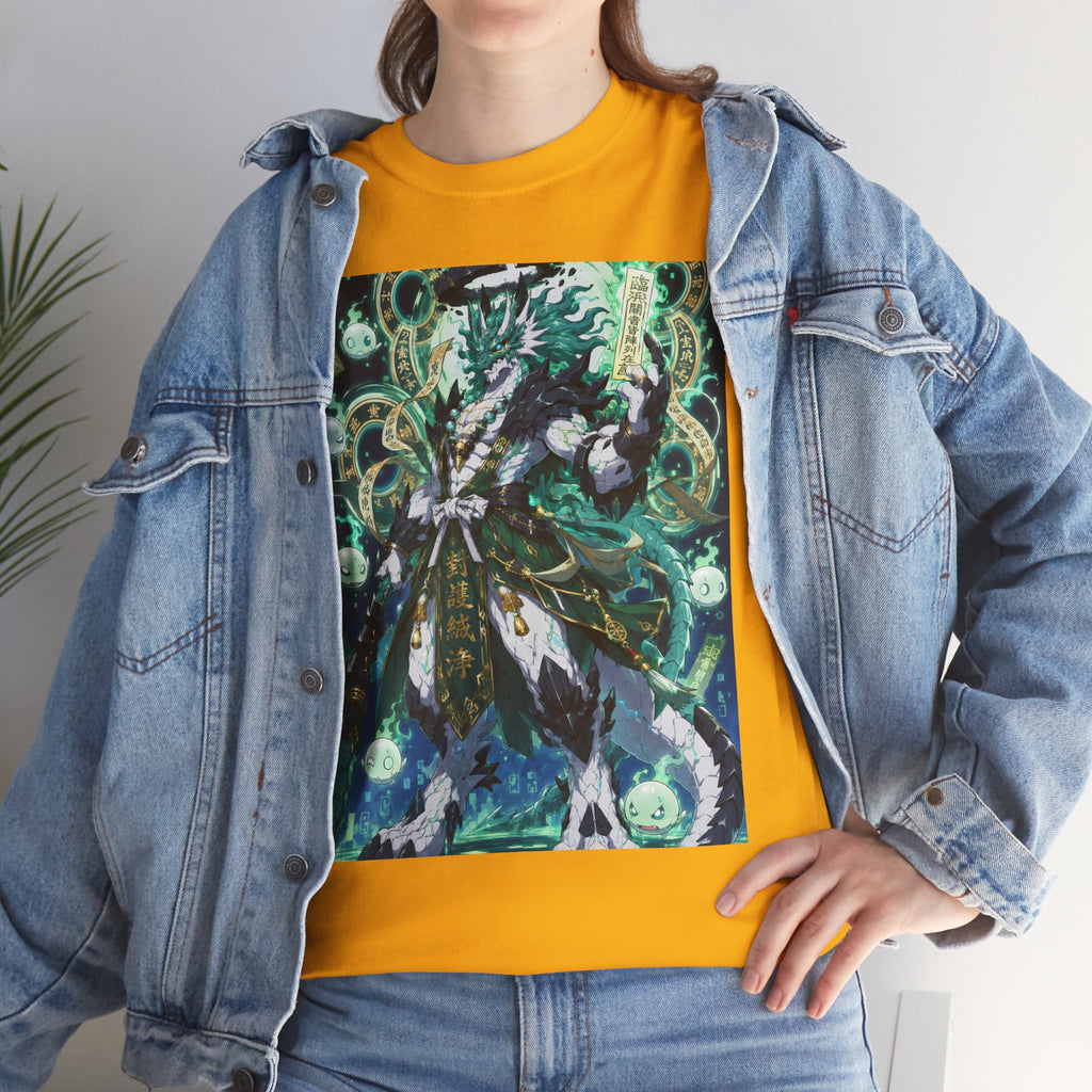 Mystic Forest Sorcerer T-Shirt | Fantasy Mage Illustration, Green Aura