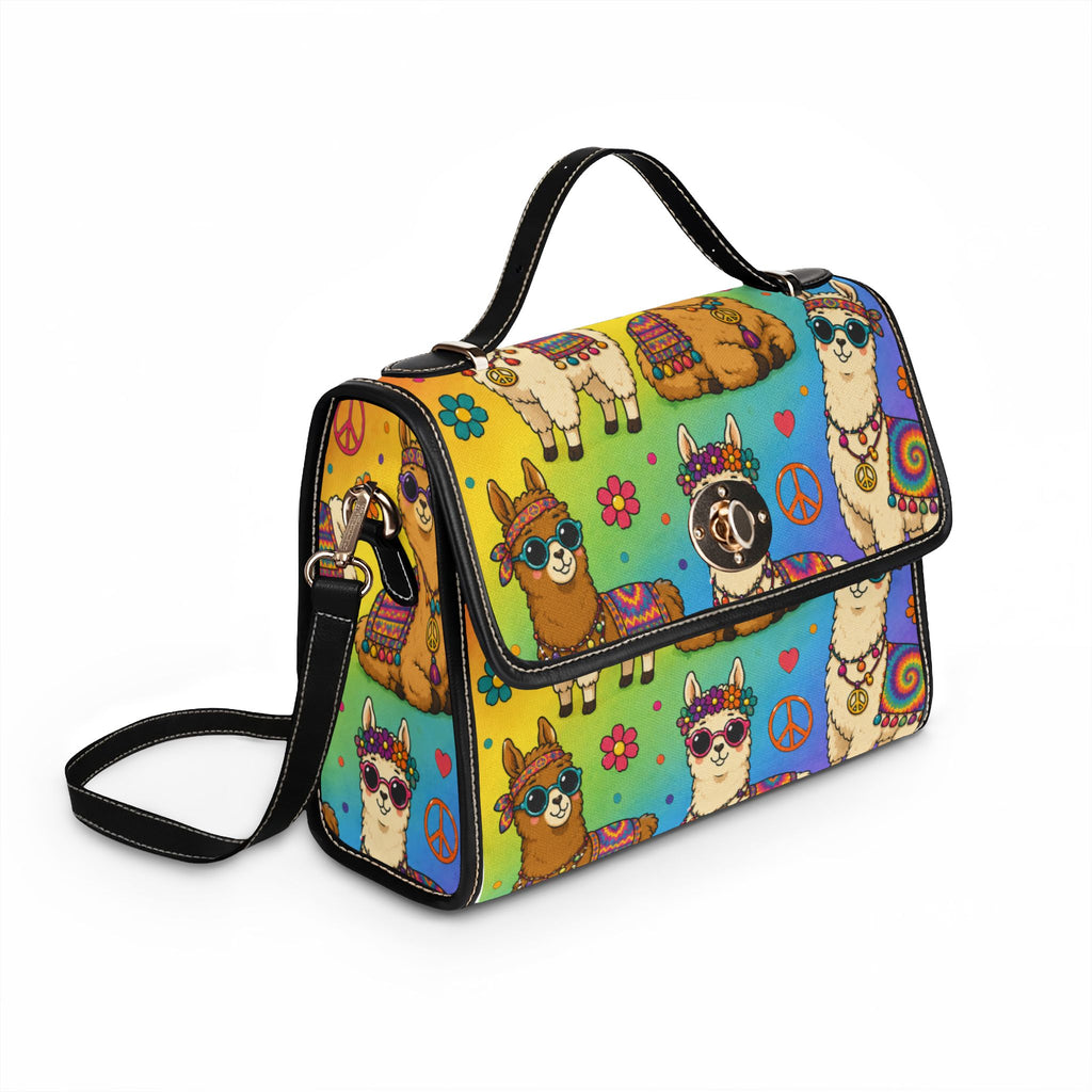 Colorful Psychedelic Llama Pattern Waterproof Canvas Bag
