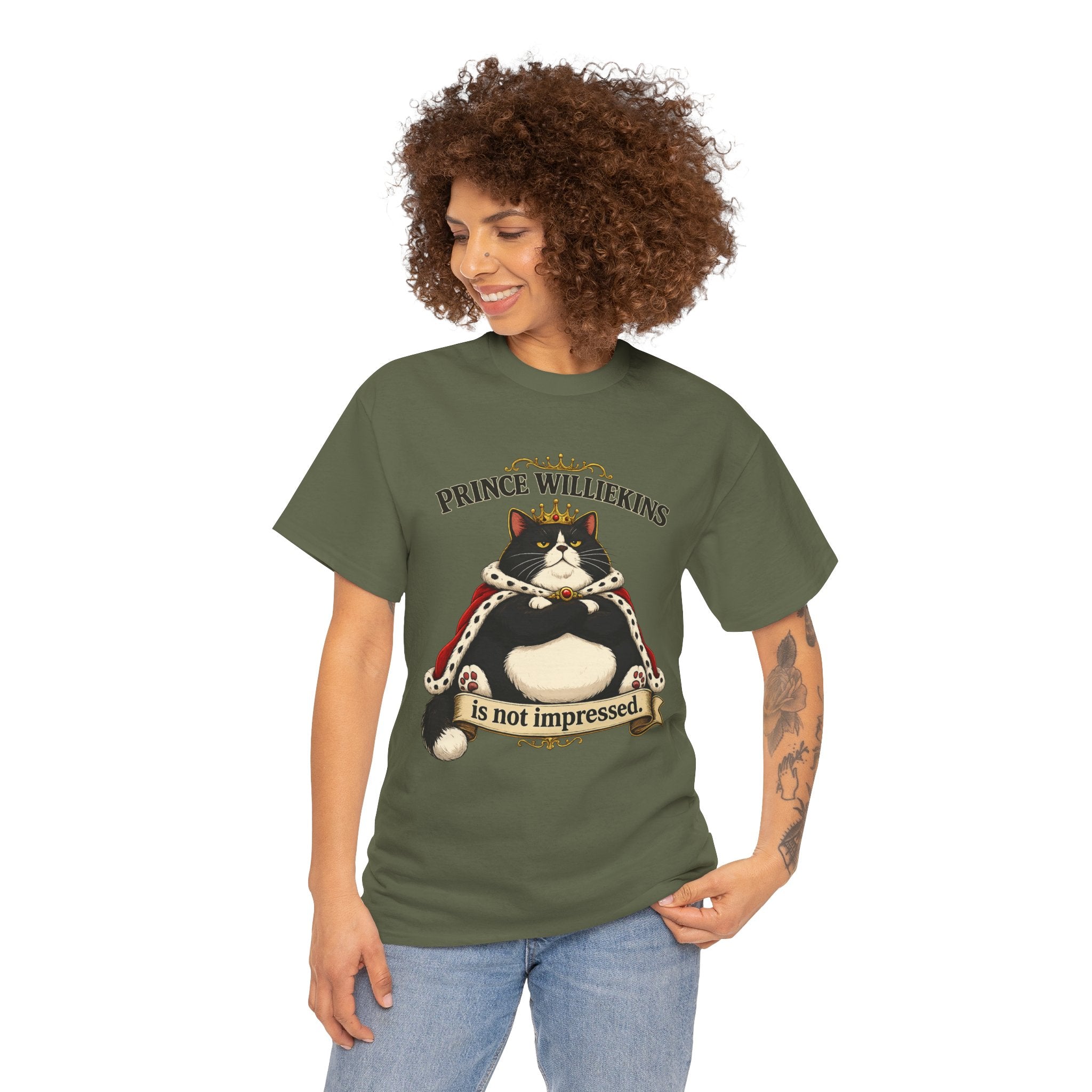 Cat T-Shirt — “Prince Williekins Is Not Impressed” Royal Cat Graphic Tee