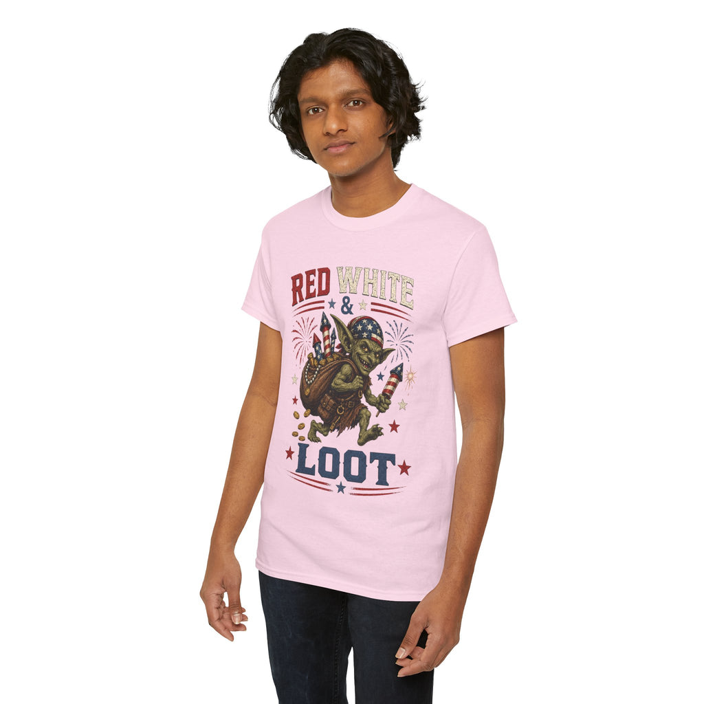 Red White & Loot Goblin Illustration Tee | Patriotic Fourth of July Shirt