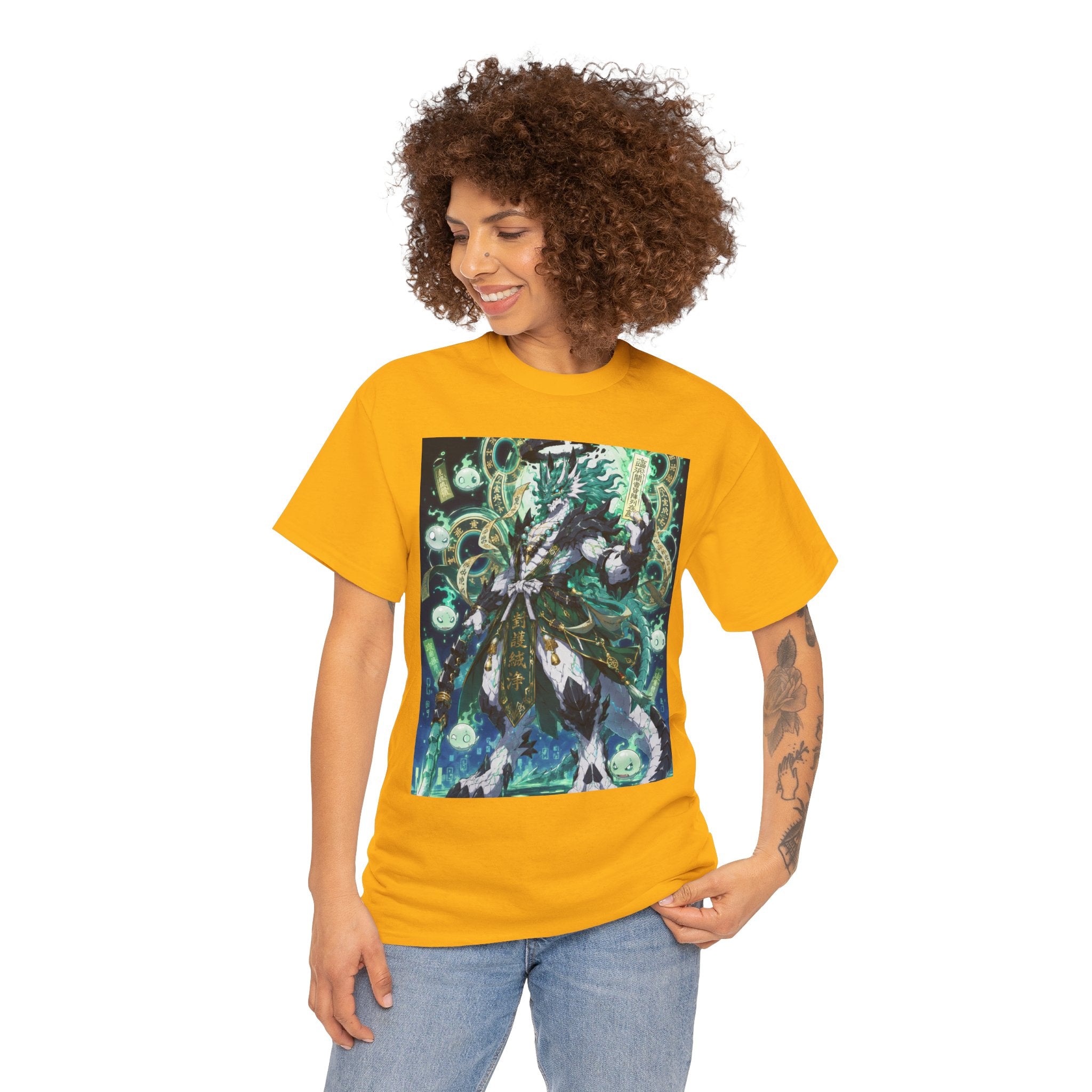 Mystic Forest Sorcerer T-Shirt | Fantasy Mage Illustration, Green Aura