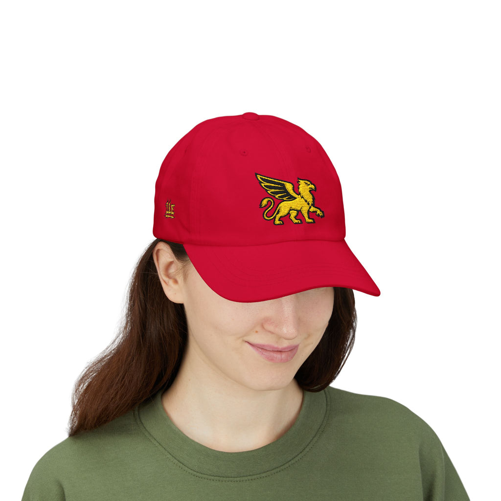Golden Griffin Embroidered Cap | White Classic Dad Cap