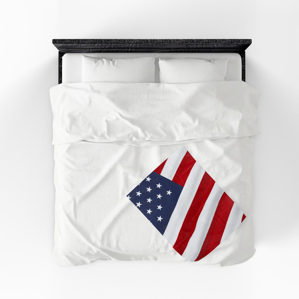 American Flag Velveteen Plush Blanket | USA Stars Stripes Throw