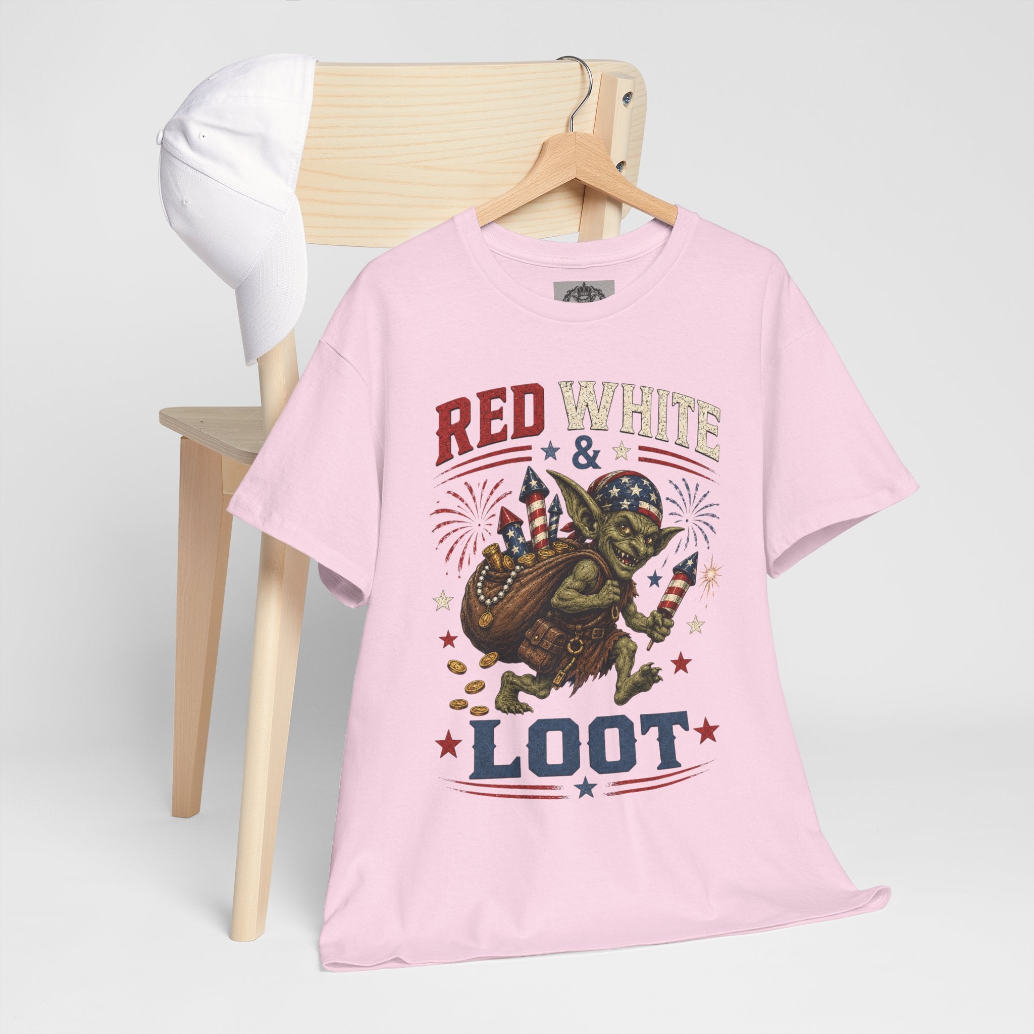 Red White & Loot Goblin Illustration Tee | Patriotic Fourth of July Shirt