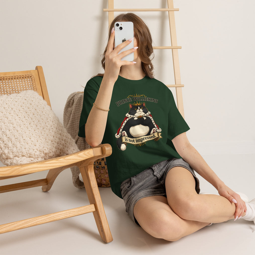 Cat T-Shirt — “Prince Williekins Is Not Impressed” Royal Cat Graphic Tee