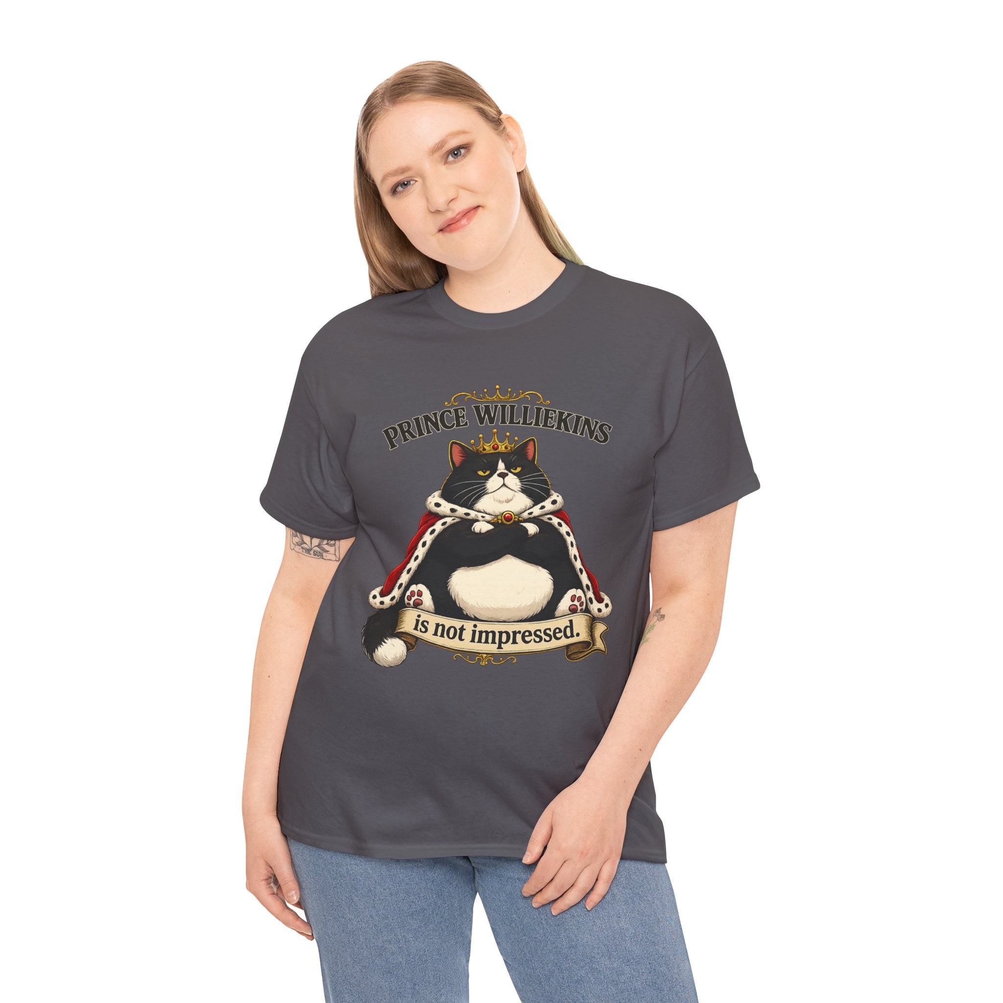 Cat T-Shirt — “Prince Williekins Is Not Impressed” Royal Cat Graphic Tee