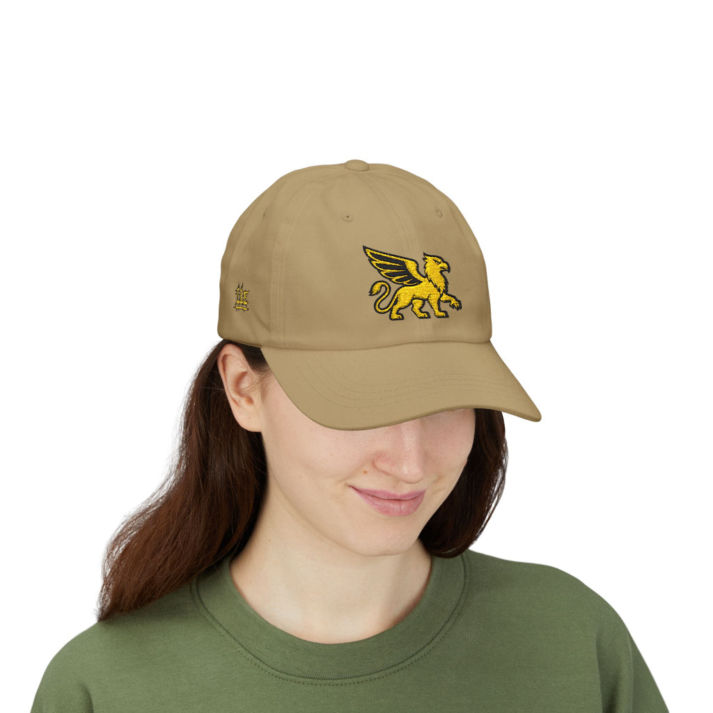 Golden Griffin Embroidered Cap | White Classic Dad Cap