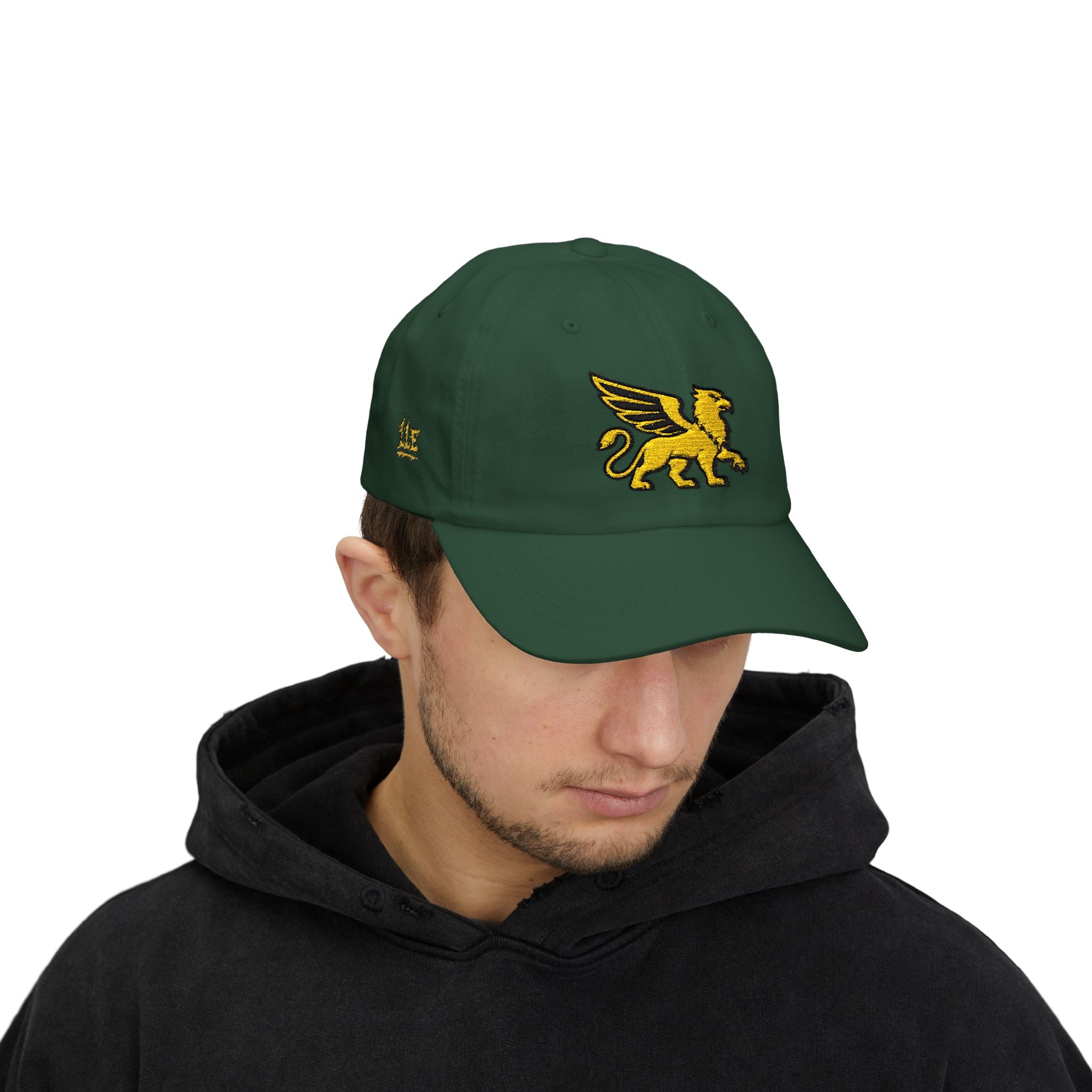 Golden Griffin Embroidered Cap | White Classic Dad Cap