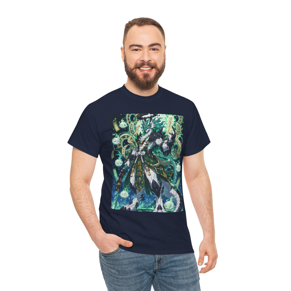 Mystic Forest Sorcerer T-Shirt | Fantasy Mage Illustration, Green Aura