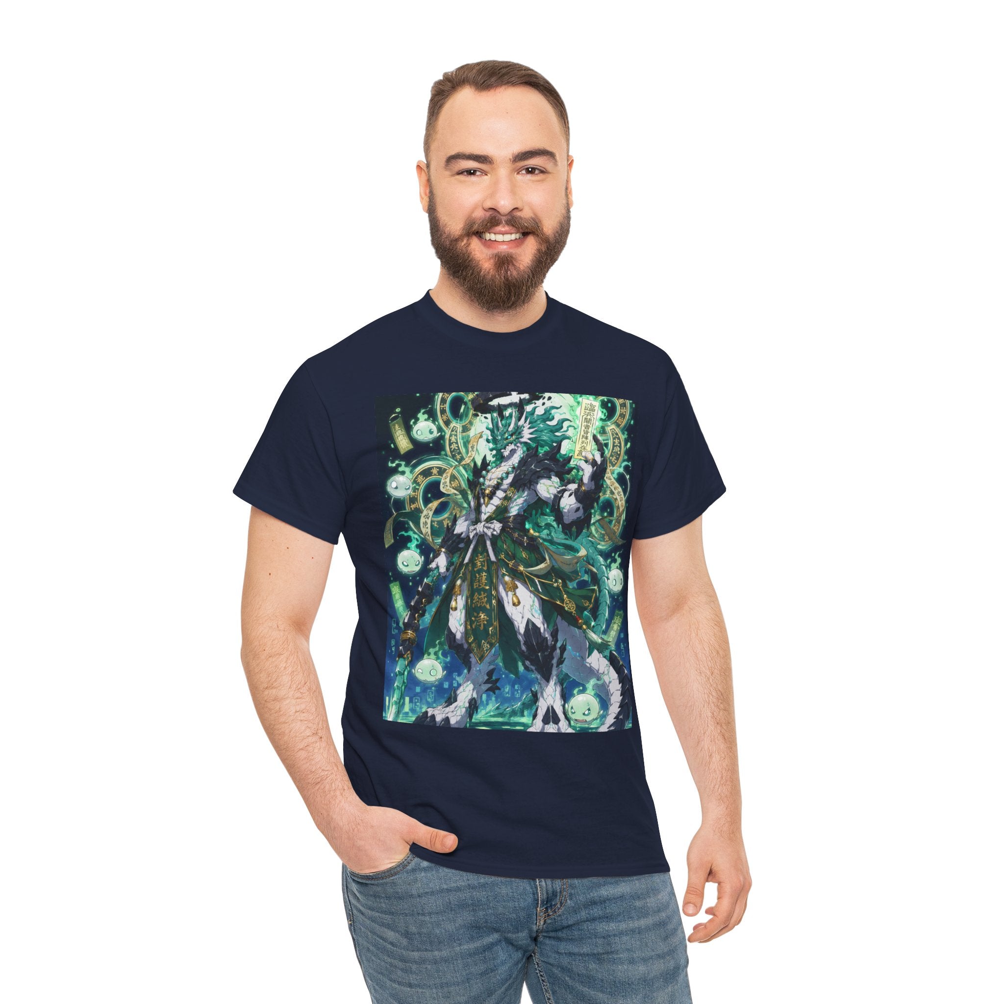 Mystic Forest Sorcerer T-Shirt | Fantasy Mage Illustration, Green Aura