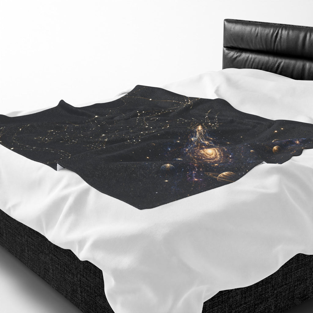 Galaxy Dragon Plush Blanket — Starry Constellation Velveteen Throw