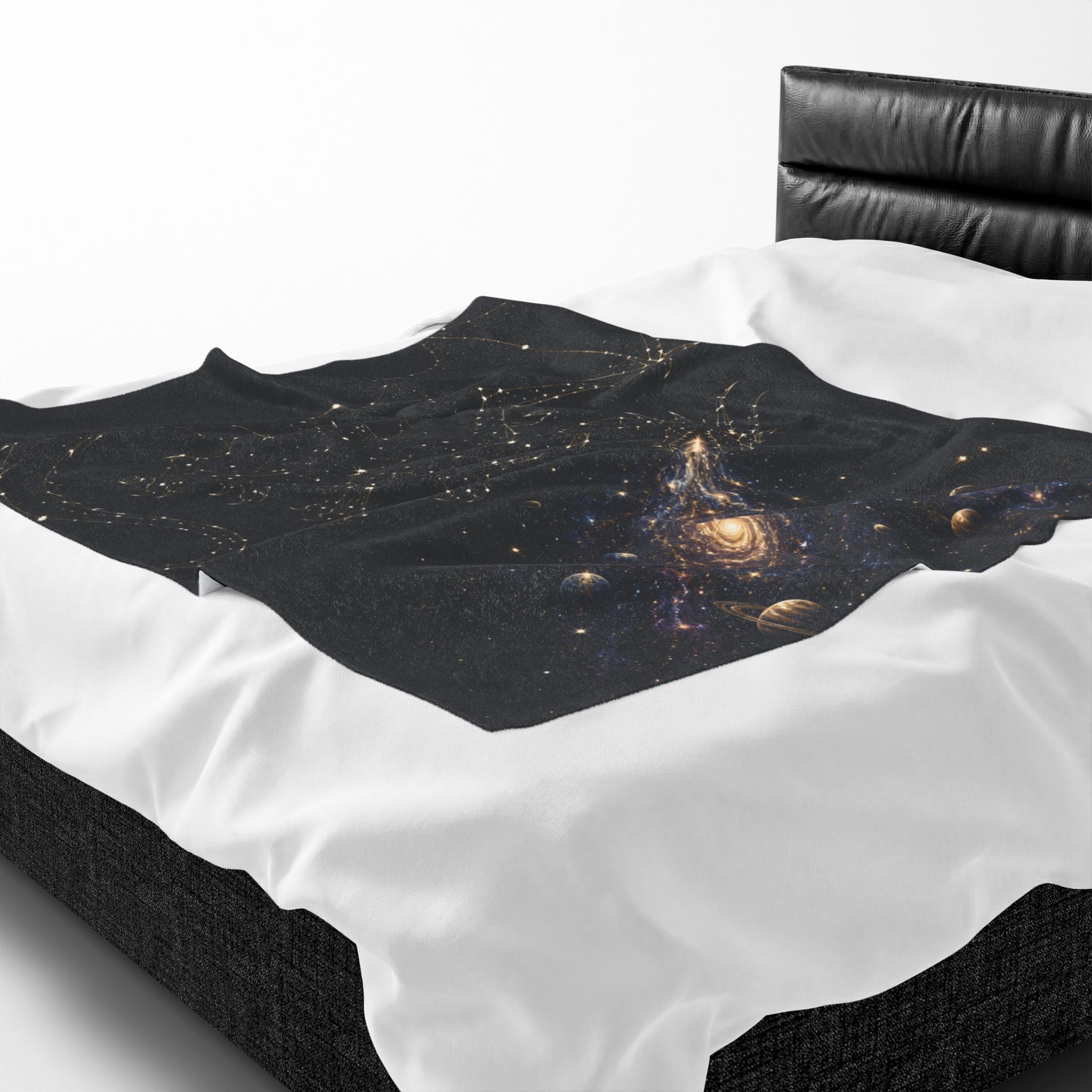 Galaxy Dragon Plush Blanket — Starry Constellation Velveteen Throw