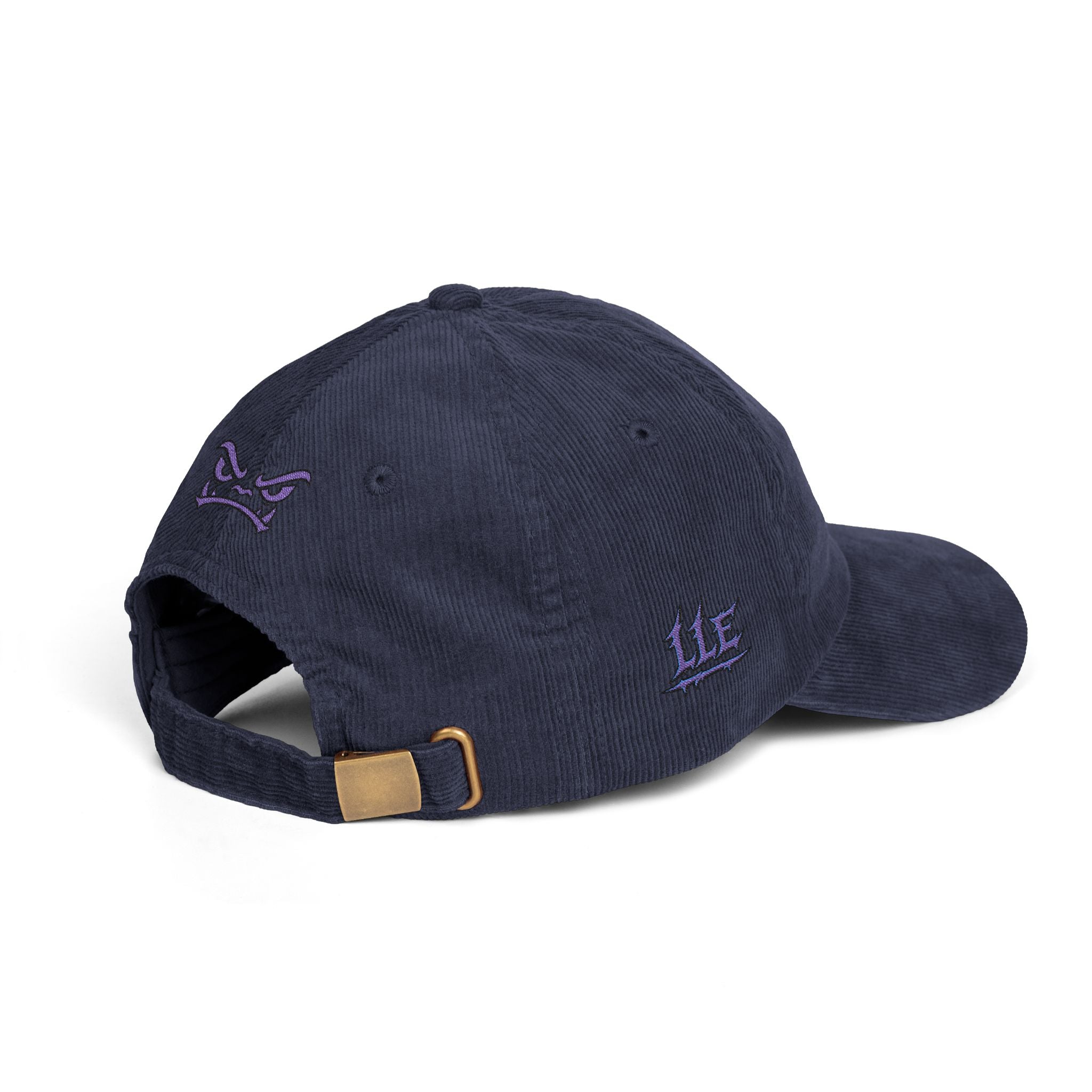 Vintage Corduroy Baseball Cap — Embroidered Purple Dino Skull