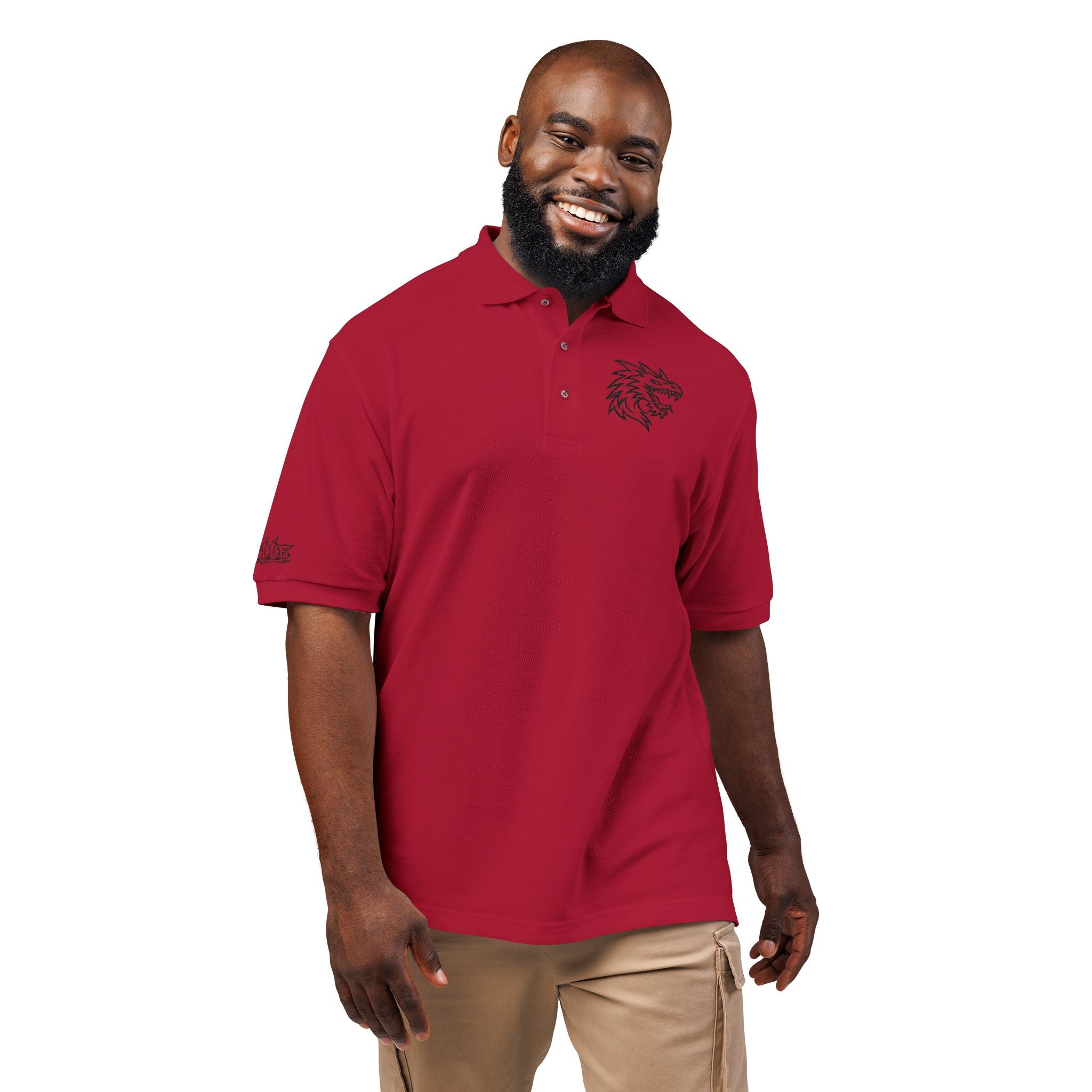 Embroidered Dragon Crest Polo Shirt — Men's Casual Golf & Workwear