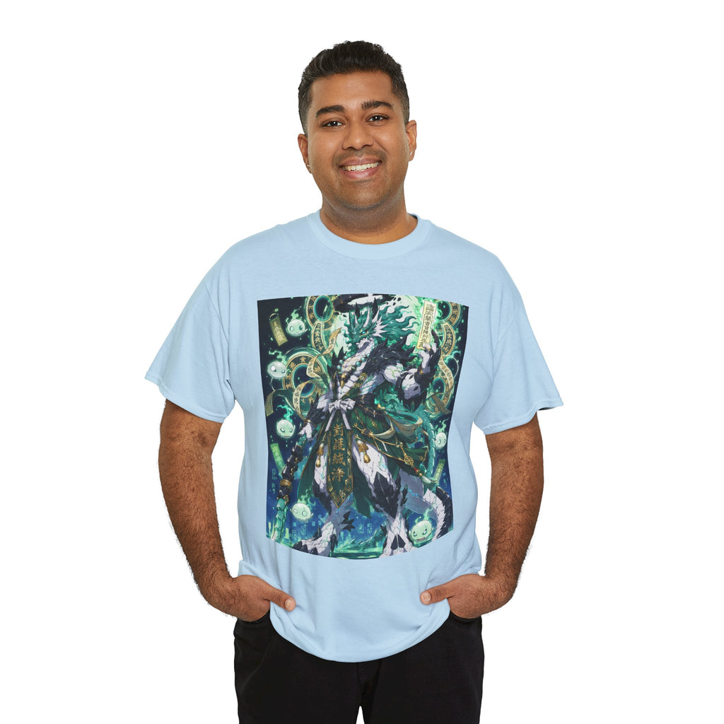 Mystic Forest Sorcerer T-Shirt | Fantasy Mage Illustration, Green Aura