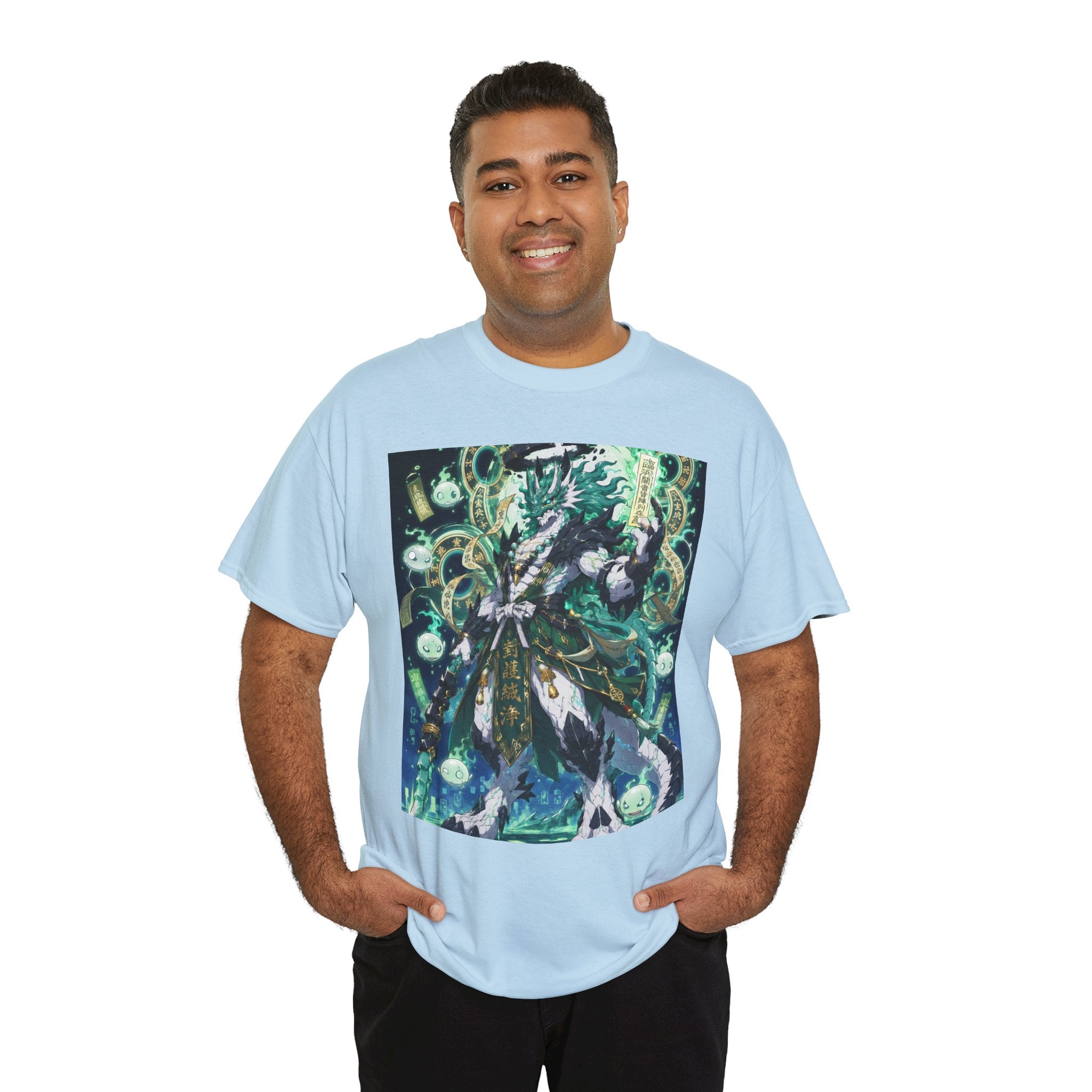 Mystic Forest Sorcerer T-Shirt | Fantasy Mage Illustration, Green Aura