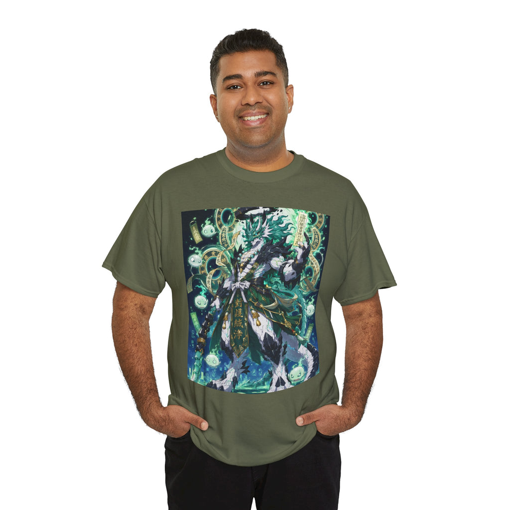 Mystic Forest Sorcerer T-Shirt | Fantasy Mage Illustration, Green Aura