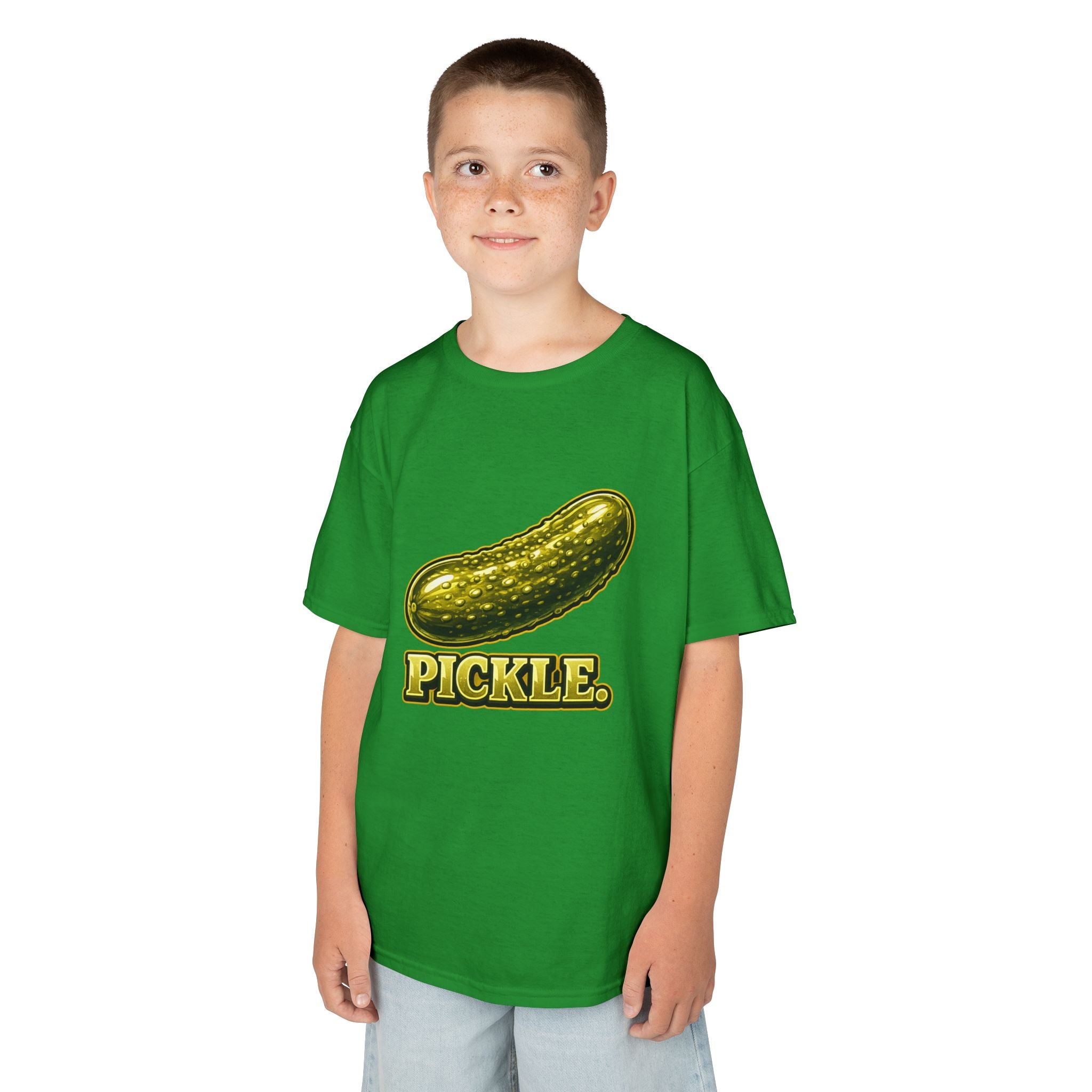 Kids' Pickle Graphic Tee – 'PICKLE.' Vintage Cartoon Pickle Shirt for Children
