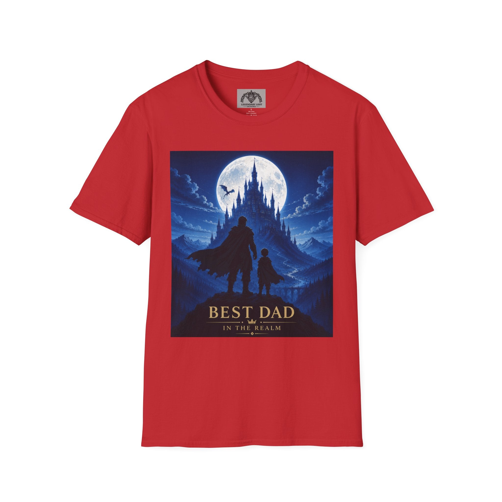 Best Dad Fantasy Castle T-Shirt | Father and Child Silhouette, Moonlit Adventure