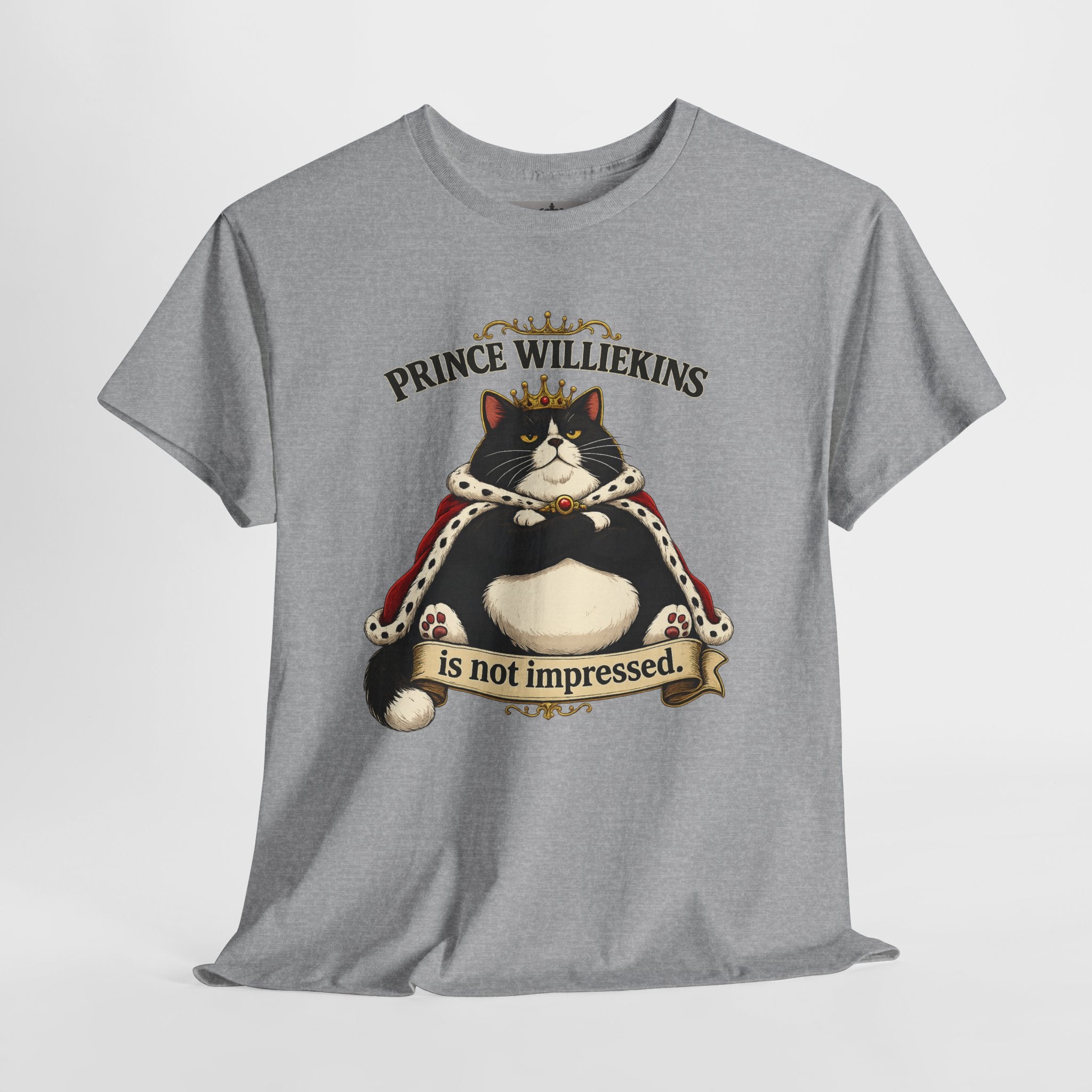 Cat T-Shirt — “Prince Williekins Is Not Impressed” Royal Cat Graphic Tee