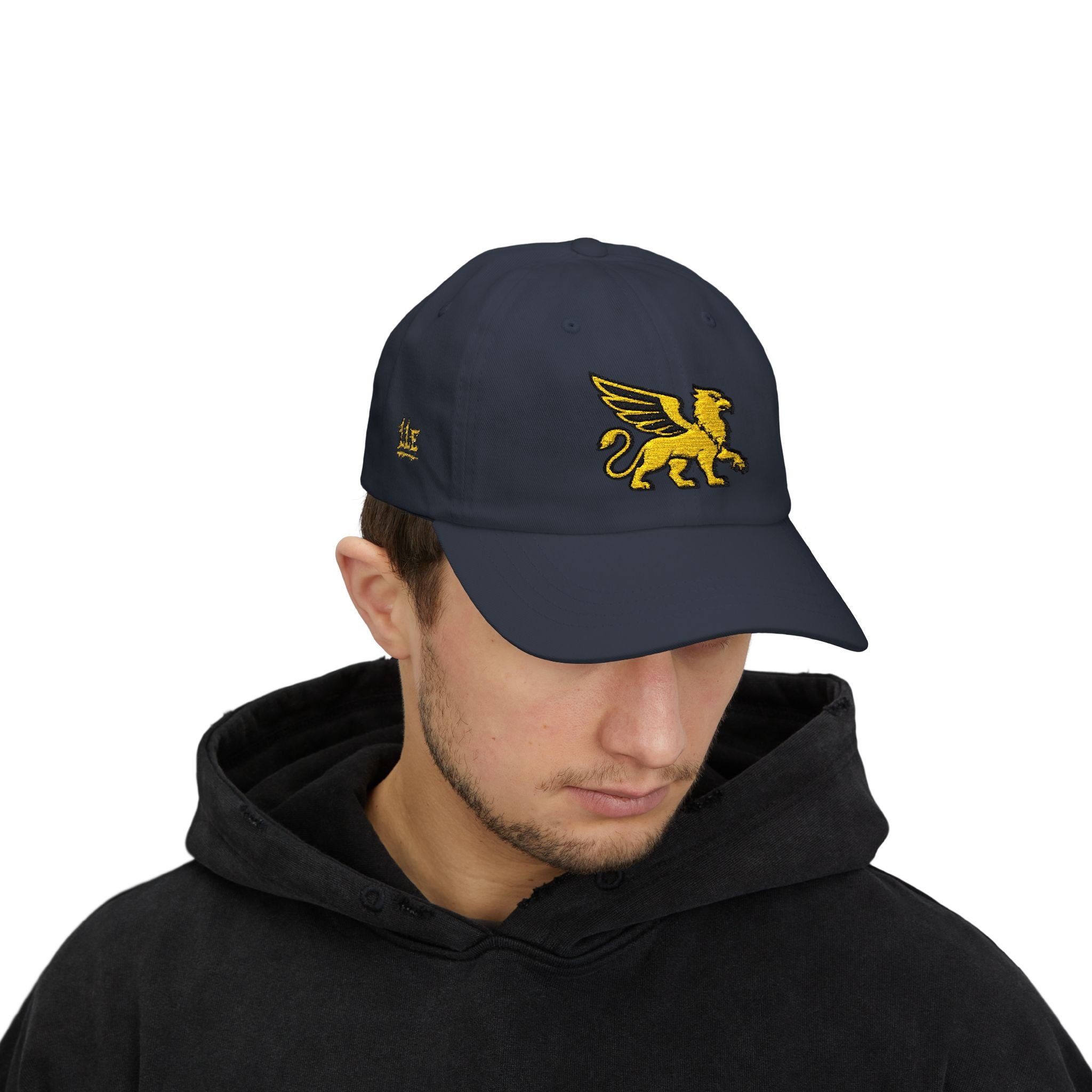 Golden Griffin Embroidered Cap | White Classic Dad Cap