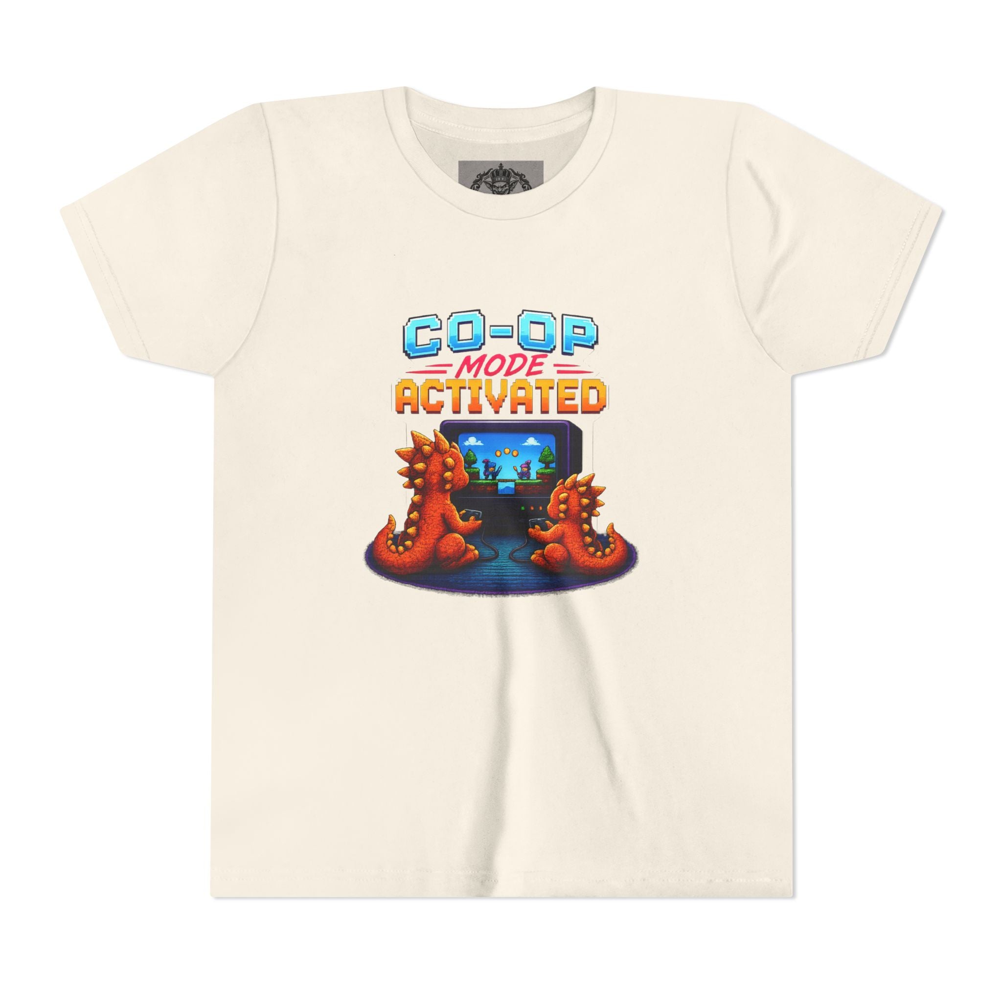 Co-Op Mode Activated Youth Tee | Gaming Dinosaur Kids Shirt | Retro Gamer Youth Shirt