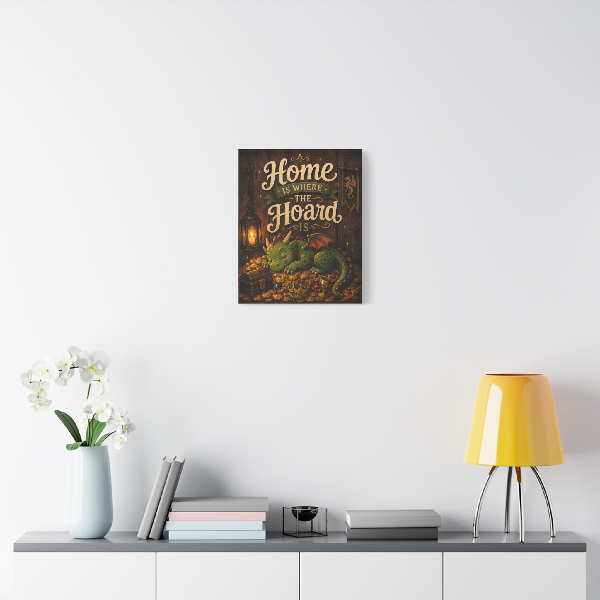 Home Is Where The Hoard Is Dragon Canvas | Matte Stretched Wall Art