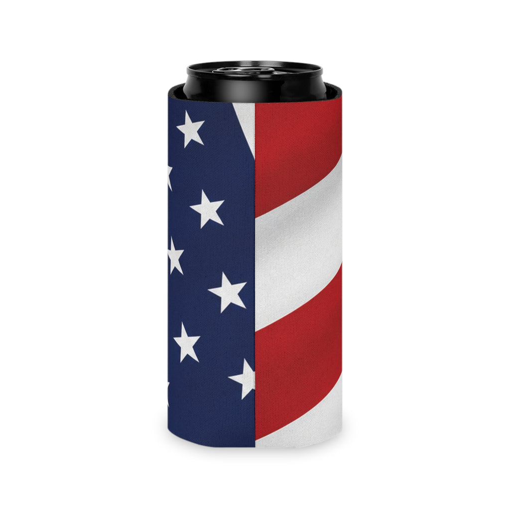 American Flag Can Cooler - Patriotic Red White Blue Star & Stripe Koozie
