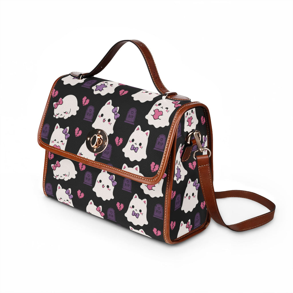 Kawaii Ghost Cats Waterproof Canvas Bag | Halloween Cat Pattern Tote