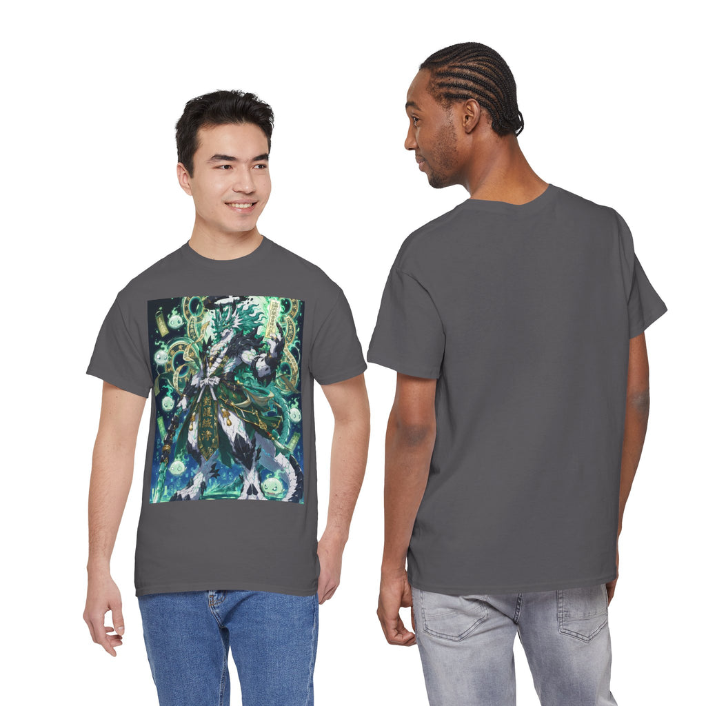 Mystic Forest Sorcerer T-Shirt | Fantasy Mage Illustration, Green Aura