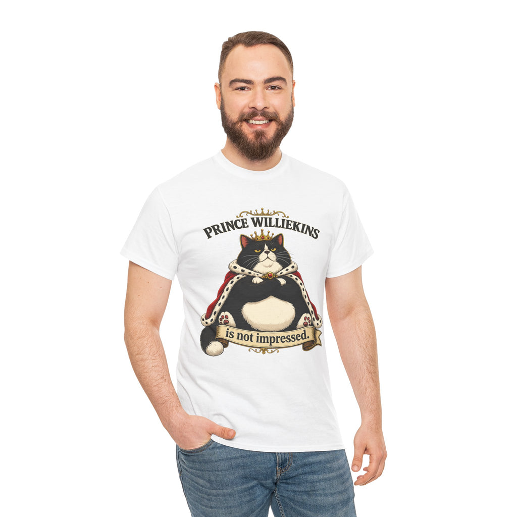 Cat T-Shirt — “Prince Williekins Is Not Impressed” Royal Cat Graphic Tee