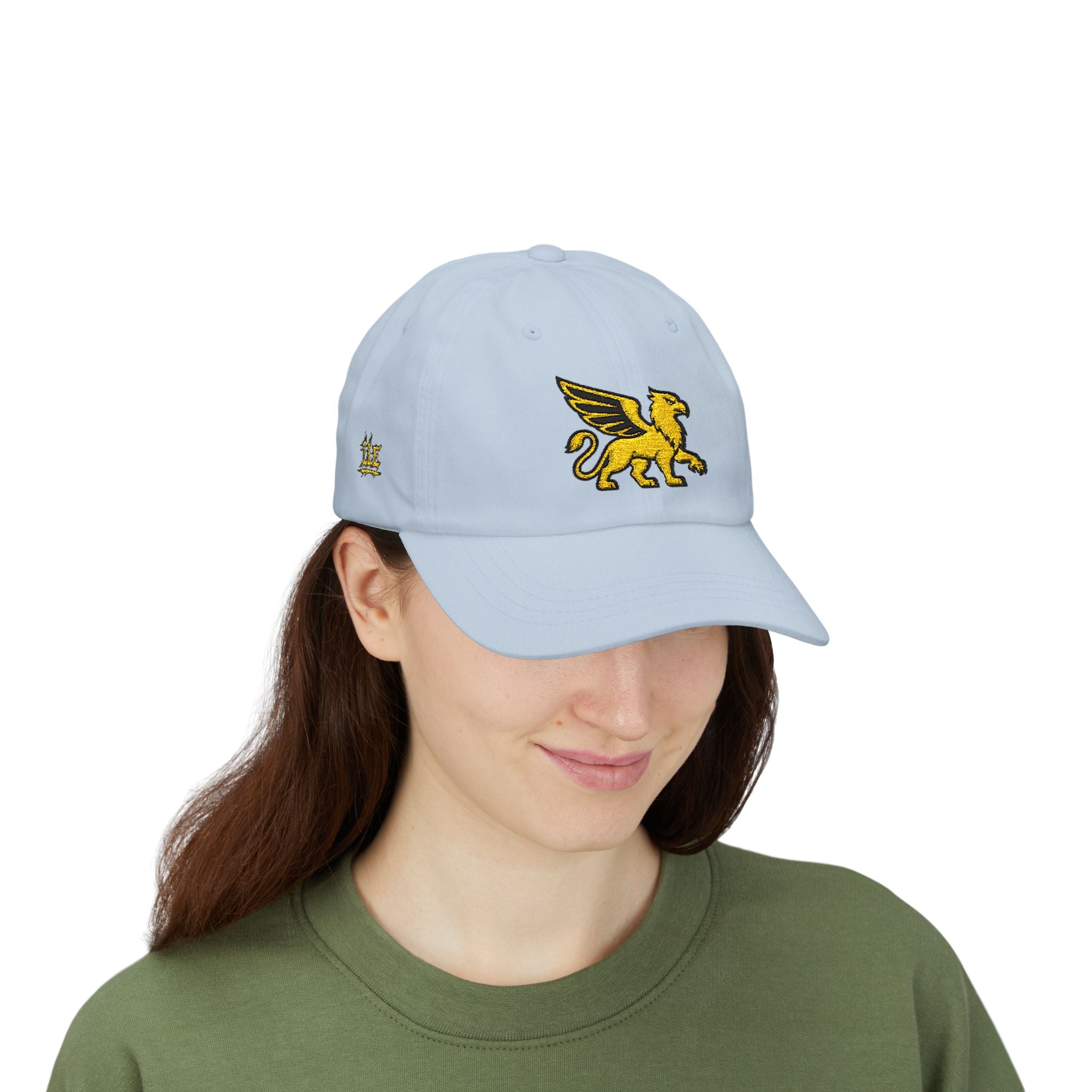 Golden Griffin Embroidered Cap | White Classic Dad Cap