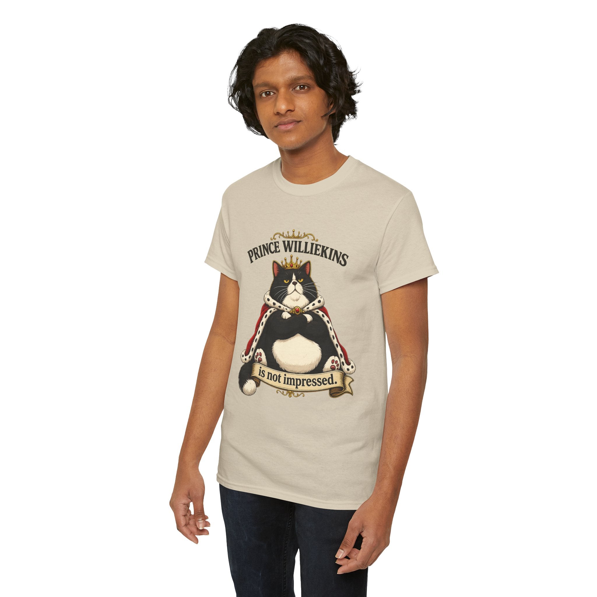 Cat T-Shirt — “Prince Williekins Is Not Impressed” Royal Cat Graphic Tee