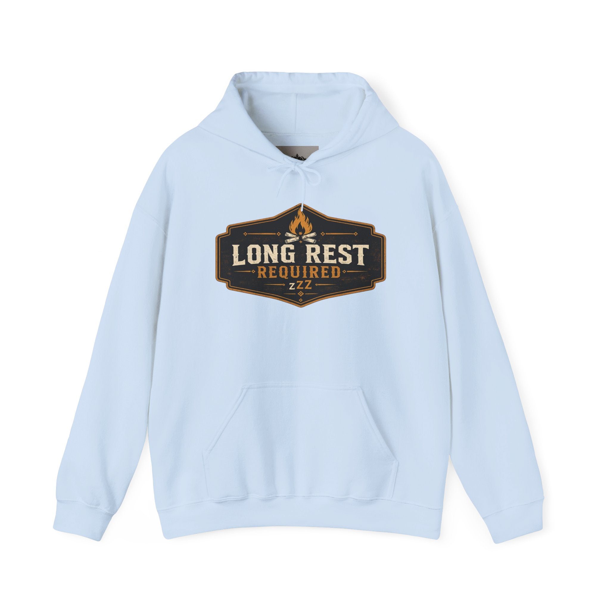 Long Rest Required Hoodie — Camping Campfire Graphic Pullover