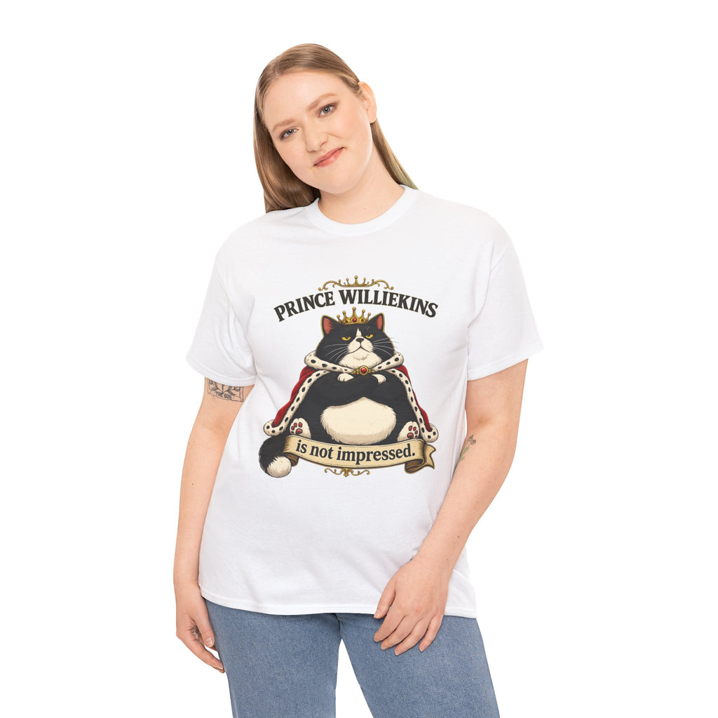 Cat T-Shirt — “Prince Williekins Is Not Impressed” Royal Cat Graphic Tee