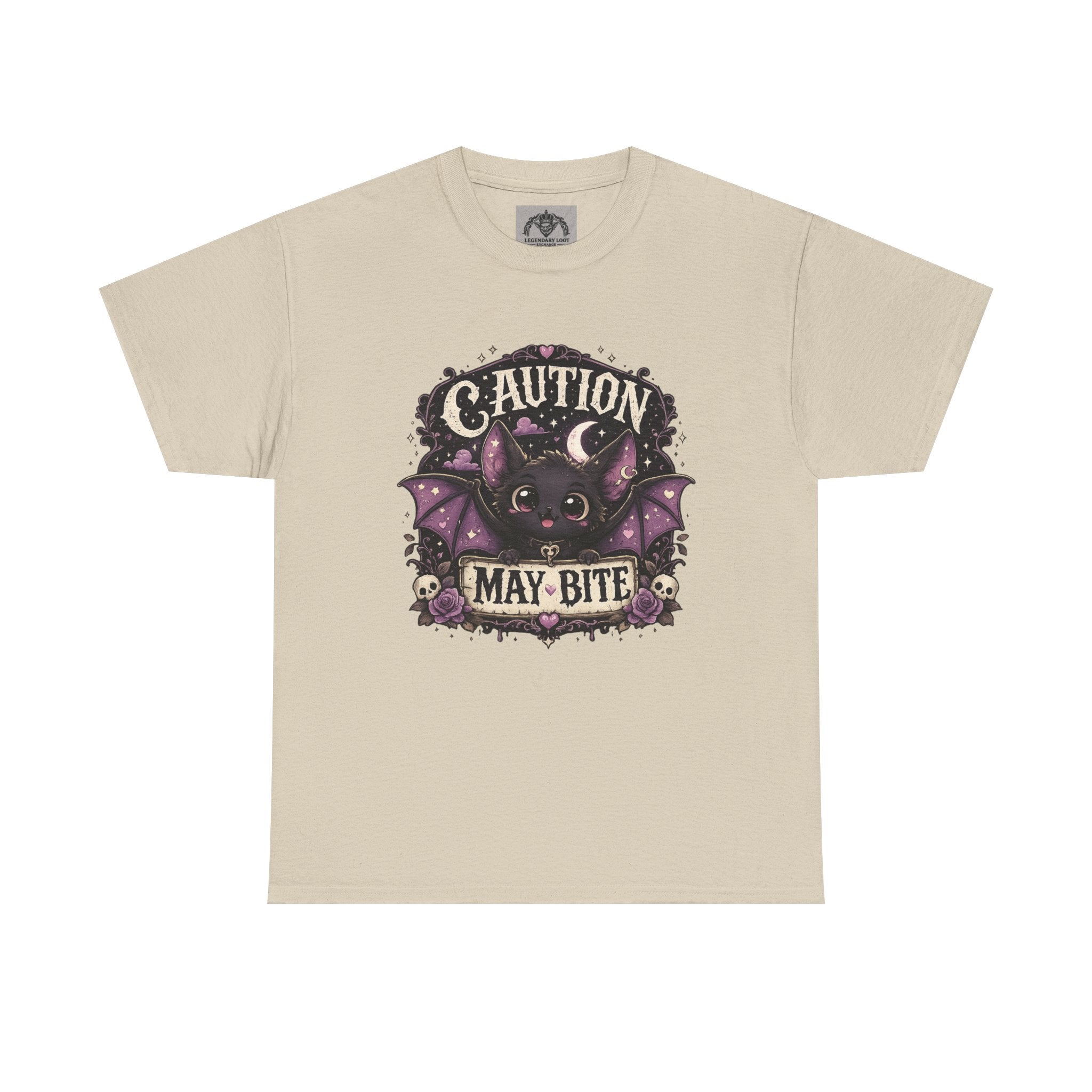 Caution May Bite Bat T-Shirt — Cute Gothic Halloween Tee