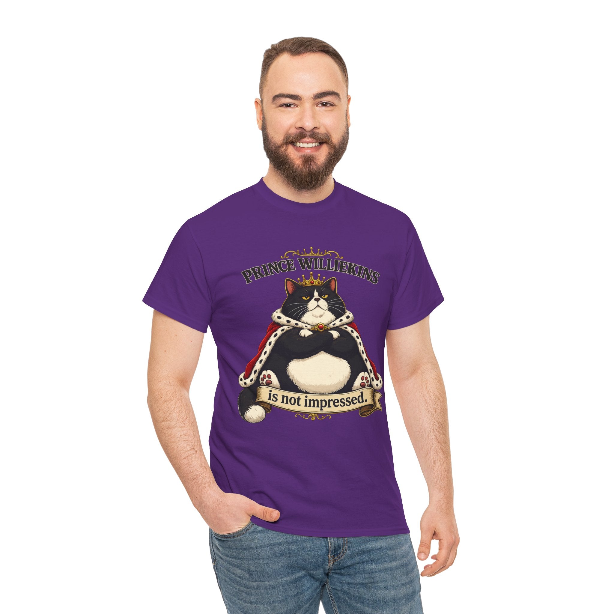 Cat T-Shirt — “Prince Williekins Is Not Impressed” Royal Cat Graphic Tee