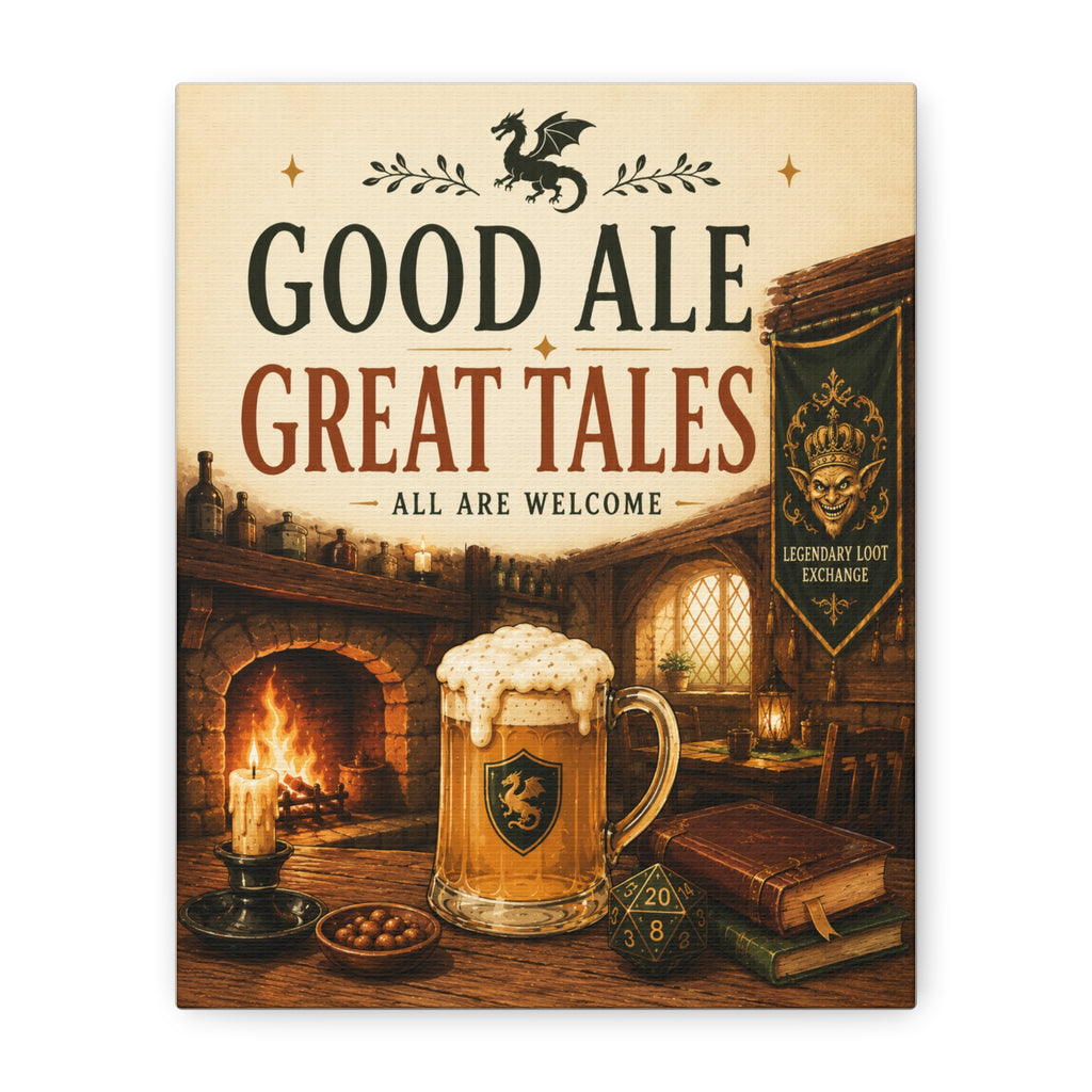 Good Ale Great Tales Canvas | Pub Fantasy Tavern Wall Art