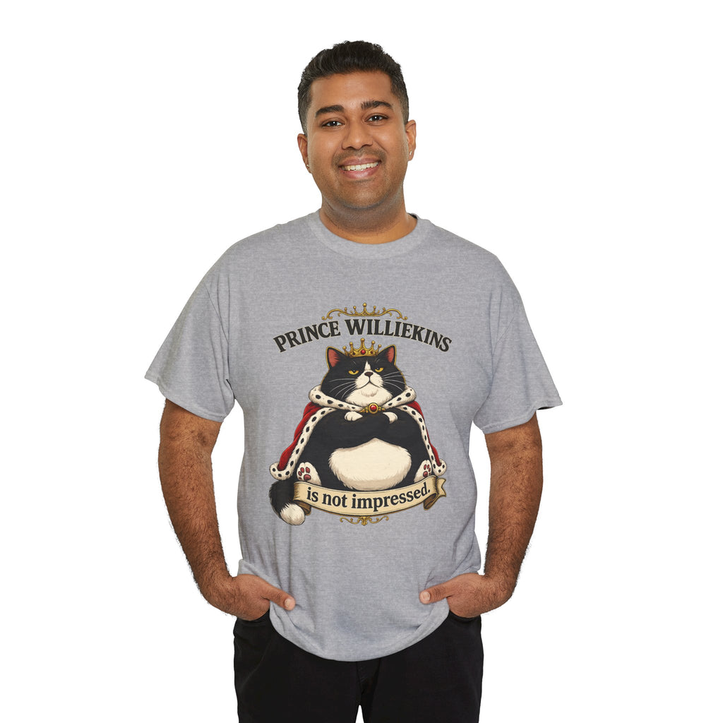 Cat T-Shirt — “Prince Williekins Is Not Impressed” Royal Cat Graphic Tee