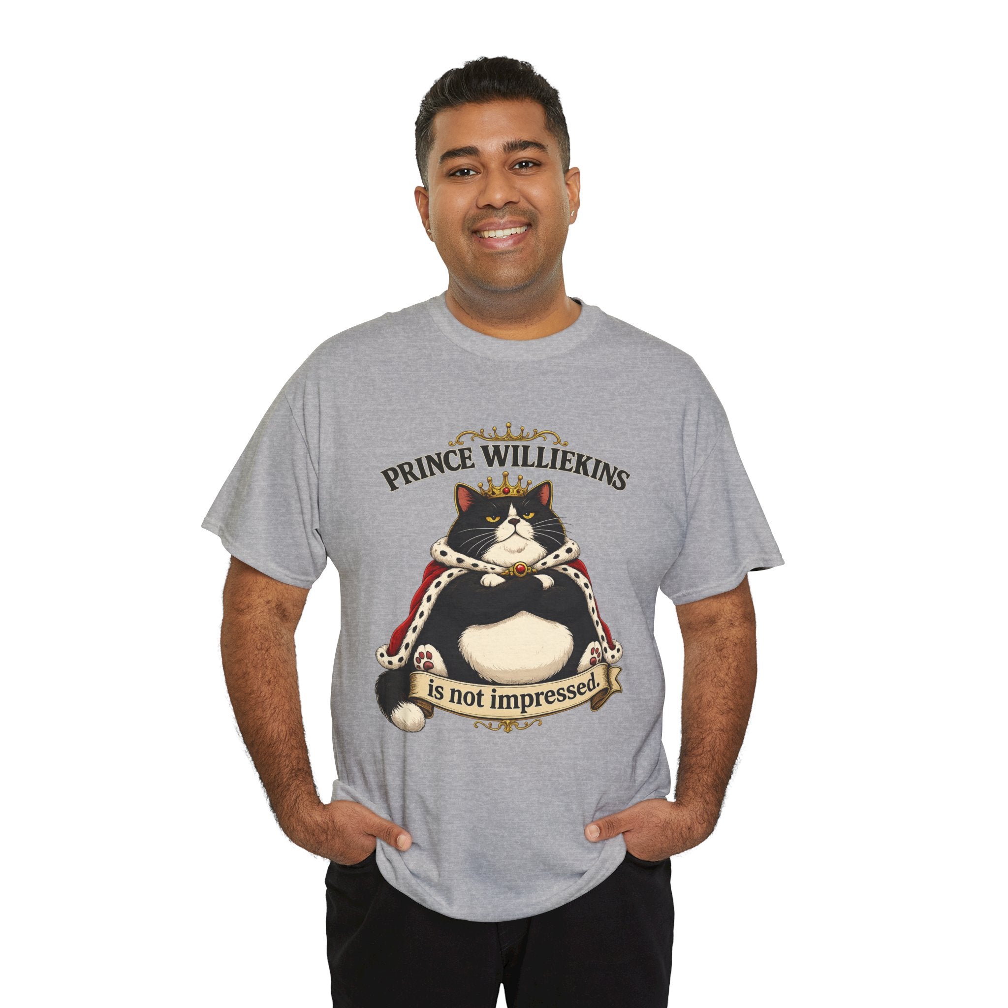 Cat T-Shirt — “Prince Williekins Is Not Impressed” Royal Cat Graphic Tee