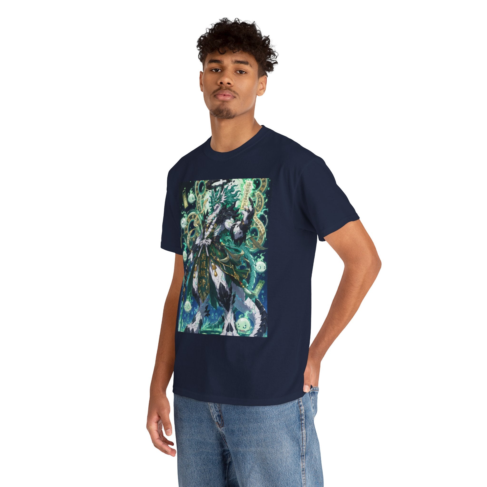 Mystic Forest Sorcerer T-Shirt | Fantasy Mage Illustration, Green Aura