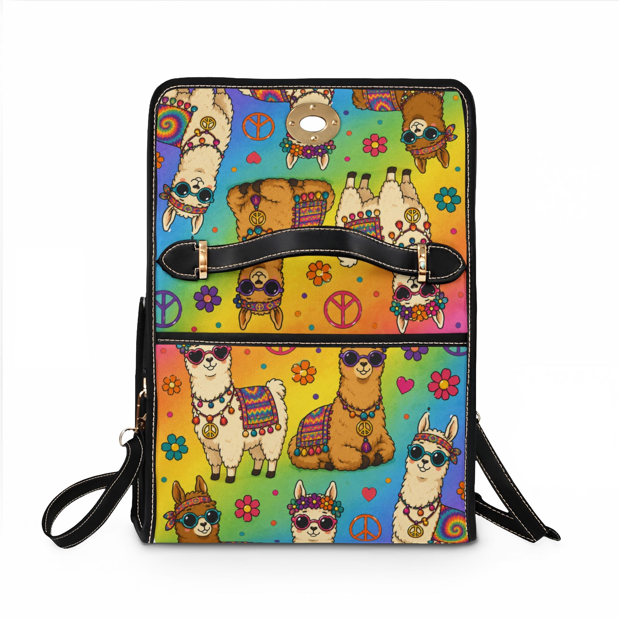 Colorful Psychedelic Llama Pattern Waterproof Canvas Bag