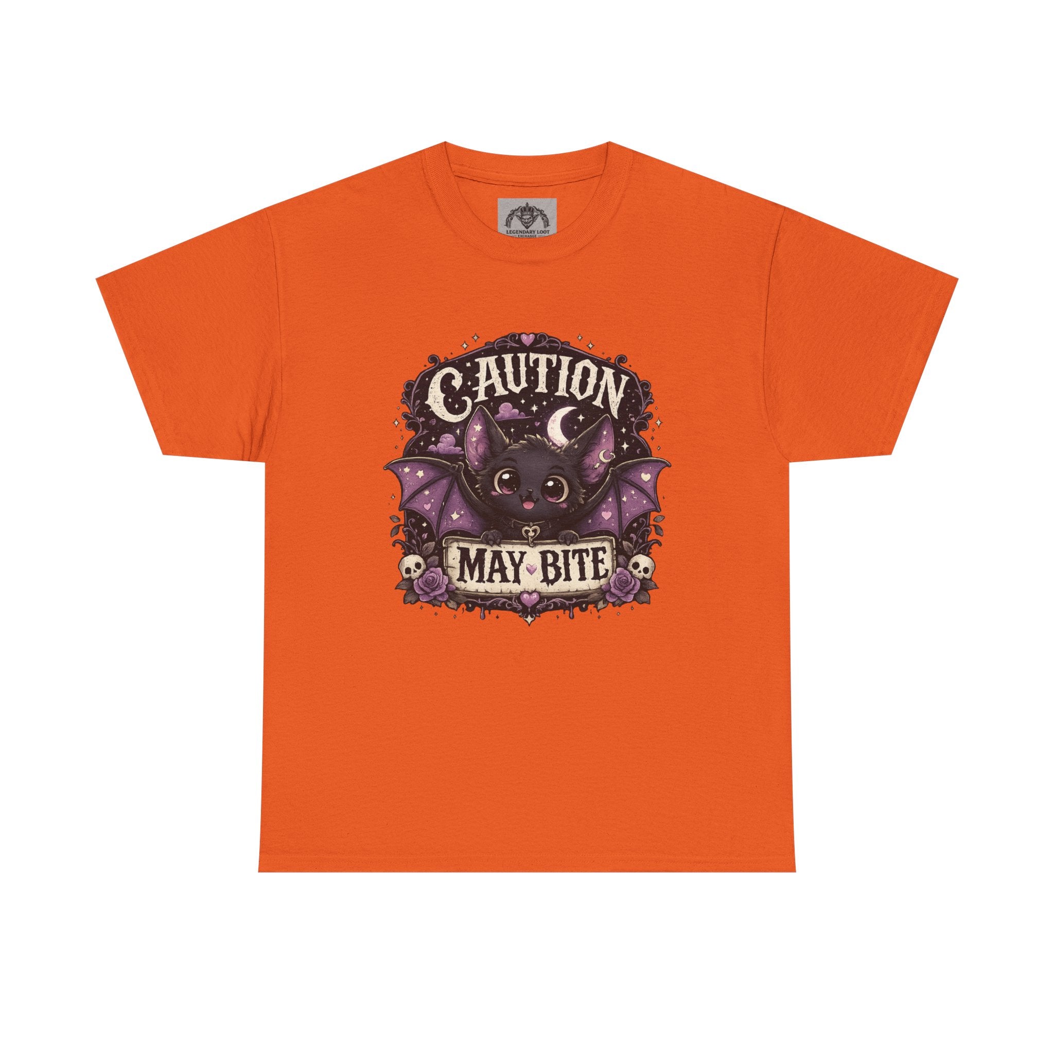 Caution May Bite Bat T-Shirt — Cute Gothic Halloween Tee