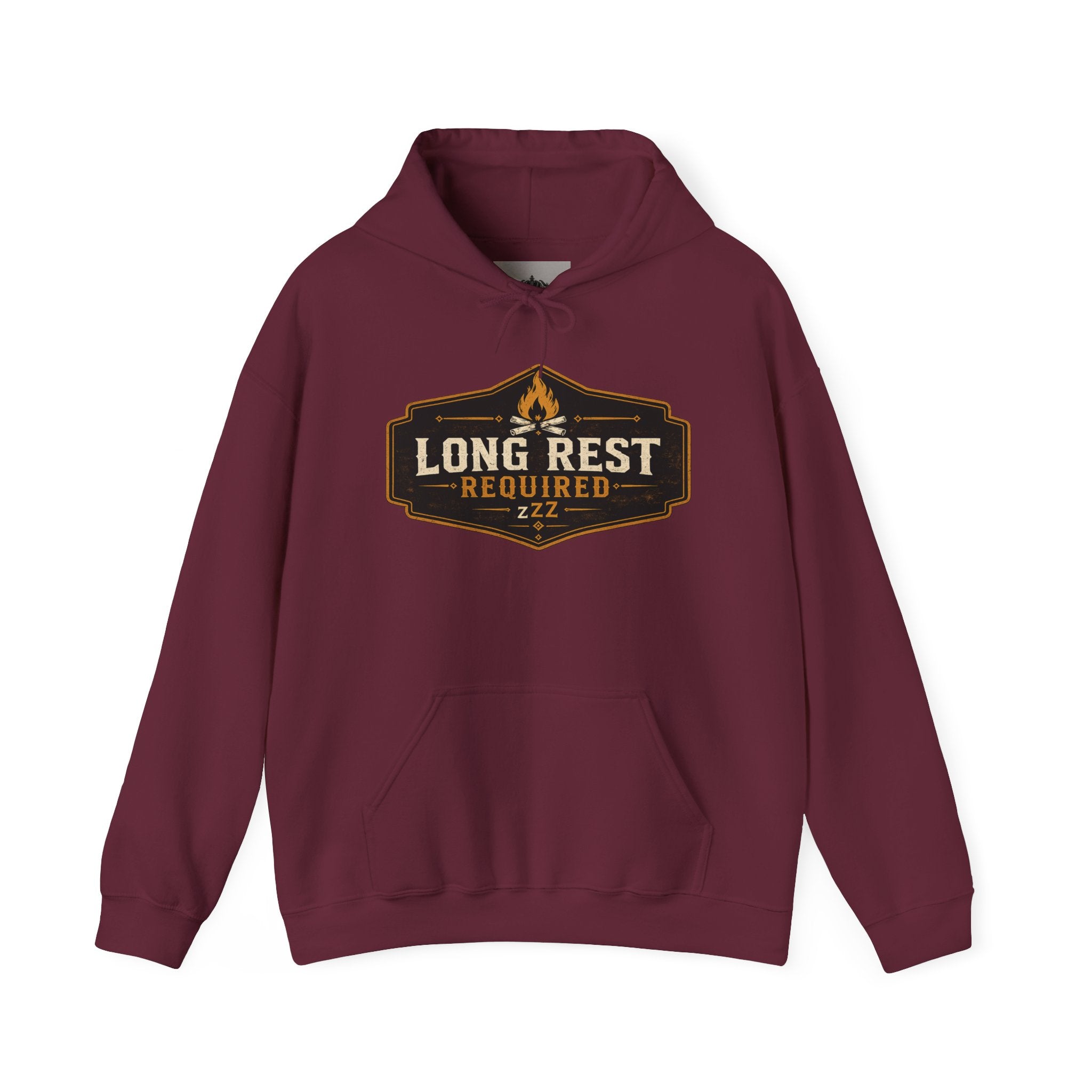 Long Rest Required Hoodie — Camping Campfire Graphic Pullover