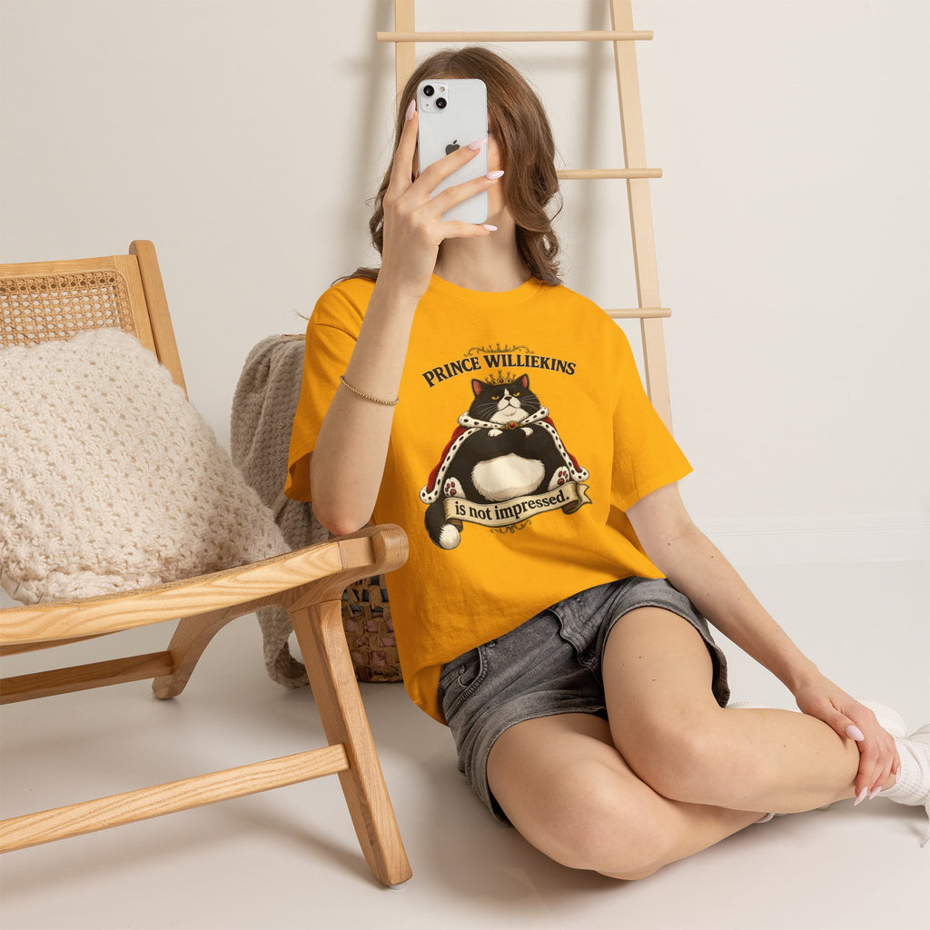 Cat T-Shirt — “Prince Williekins Is Not Impressed” Royal Cat Graphic Tee