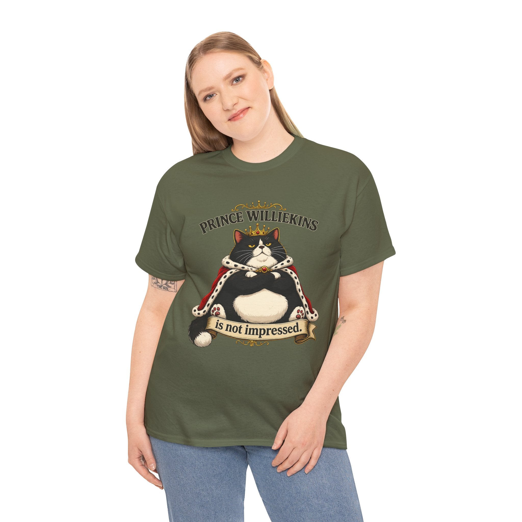 Cat T-Shirt — “Prince Williekins Is Not Impressed” Royal Cat Graphic Tee